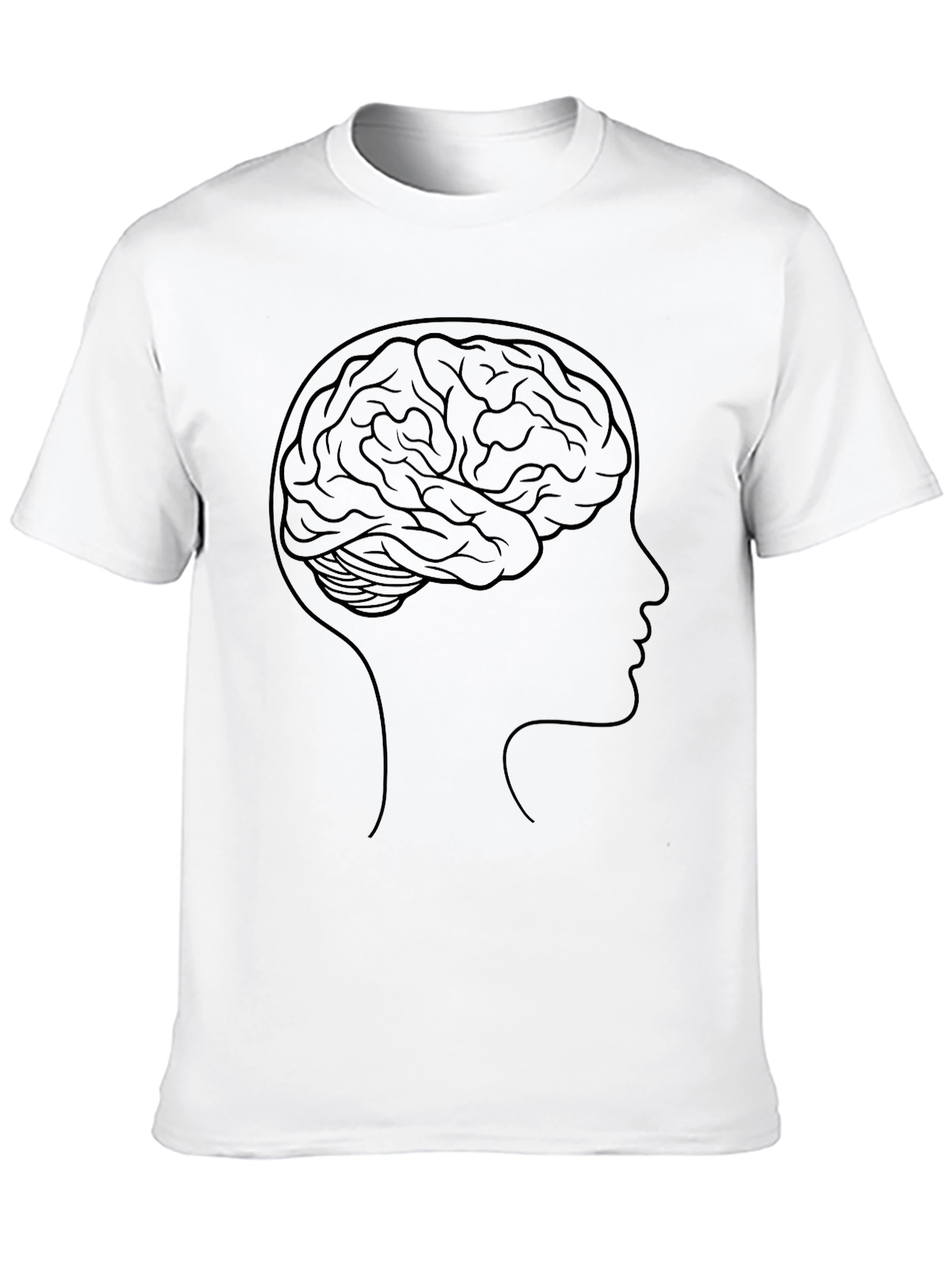 Brain Silhouette Graphic Tee - Black Cotton T-Shirt
