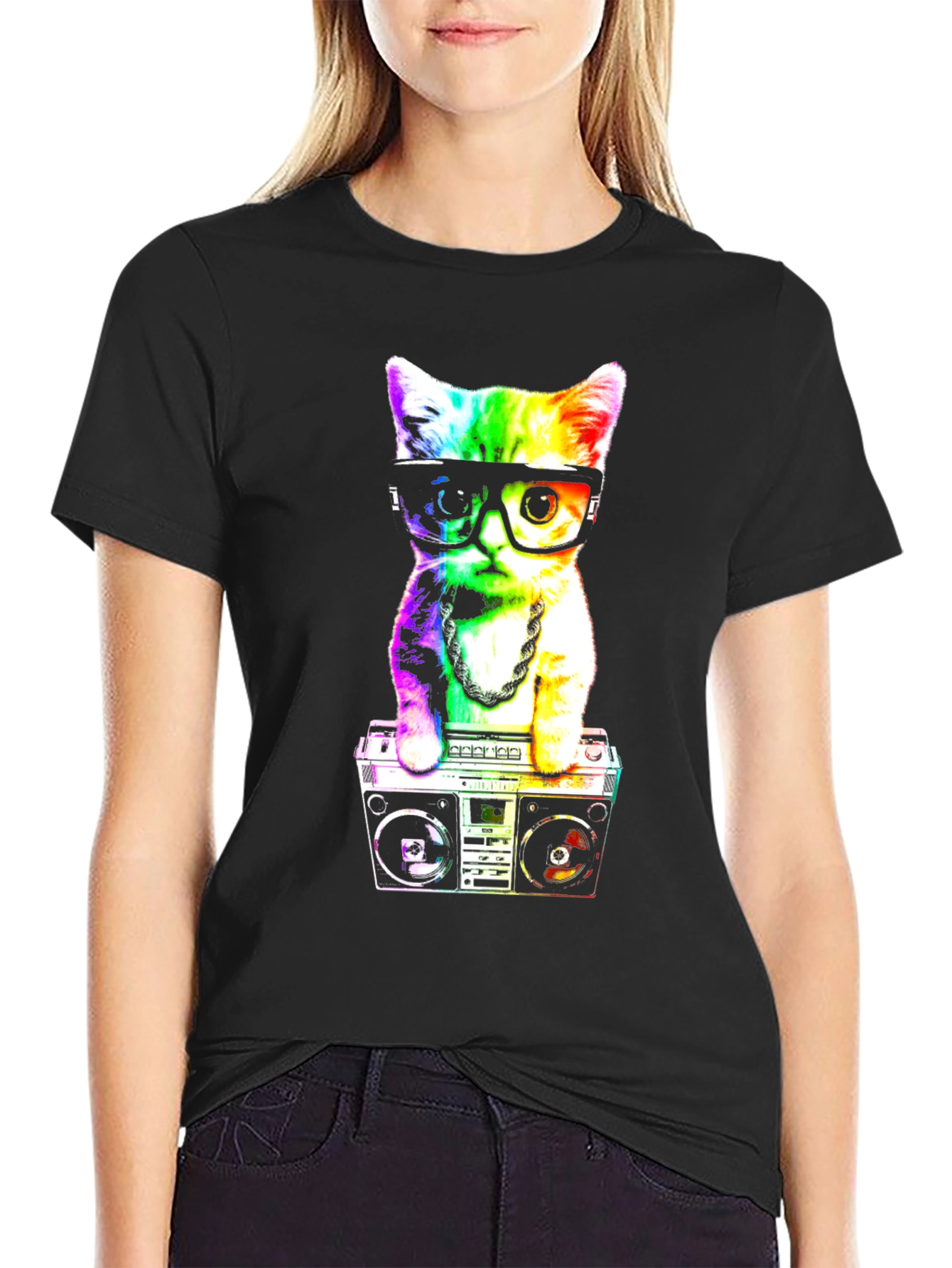 Rainbow Cat Boombox T-Shirt