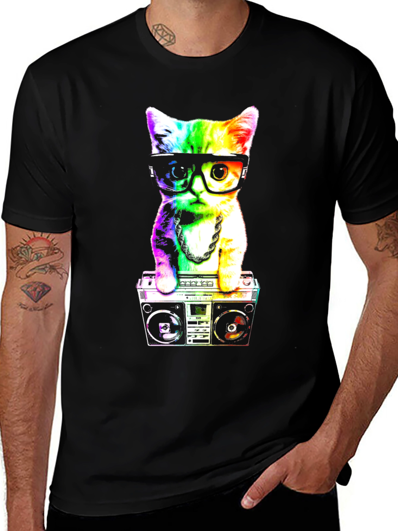 Rainbow Cat Boombox T-Shirt