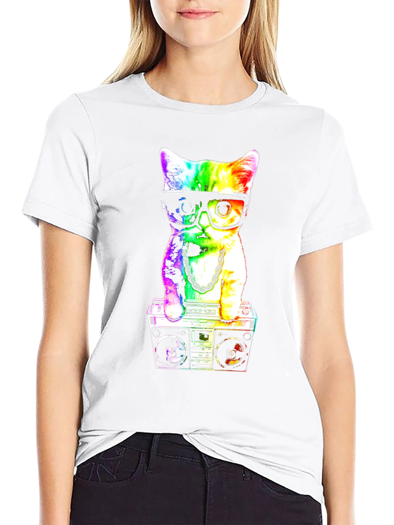 Rainbow Cat Boombox T-Shirt