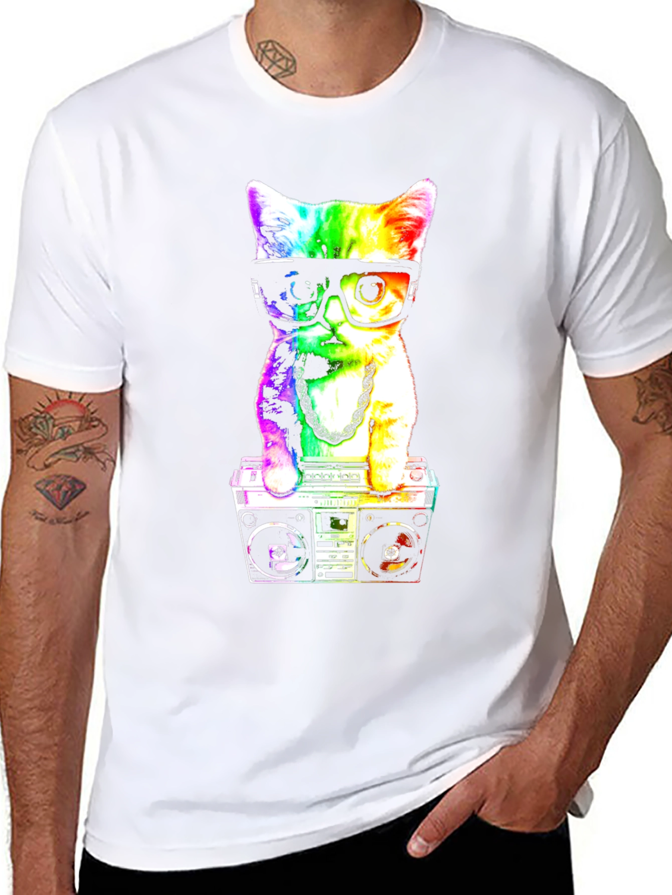 Rainbow Cat Boombox T-Shirt