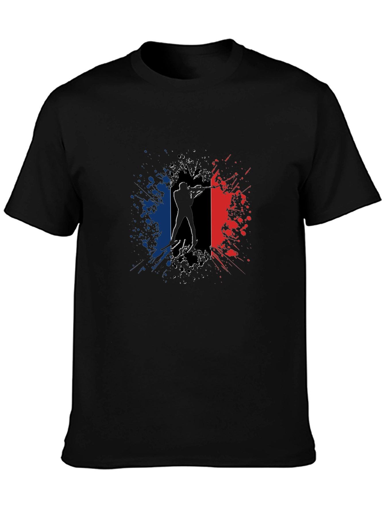 French Flag Silhouette Graphic T-Shirt - Black