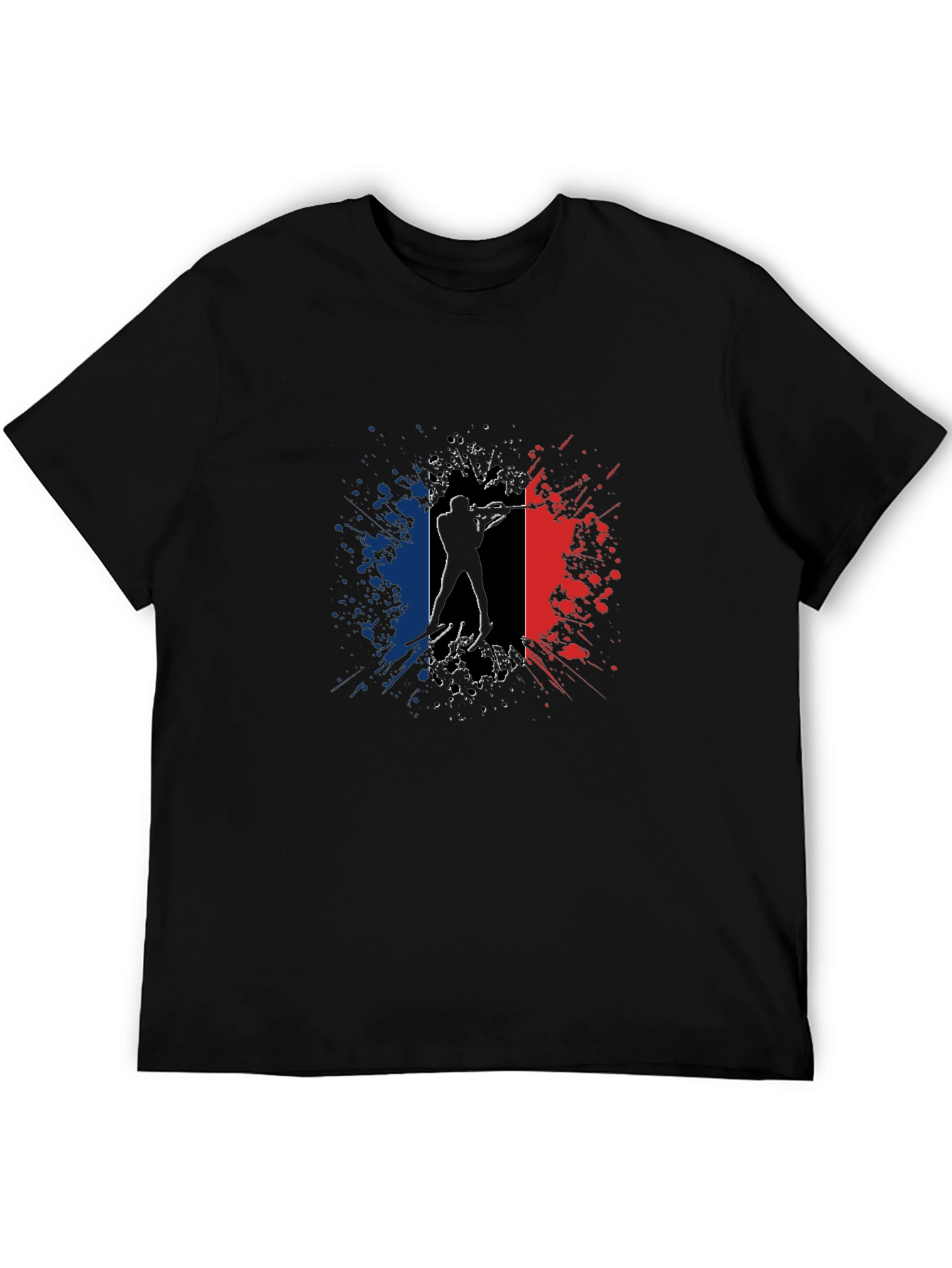 French Flag Silhouette Graphic T-Shirt - Black