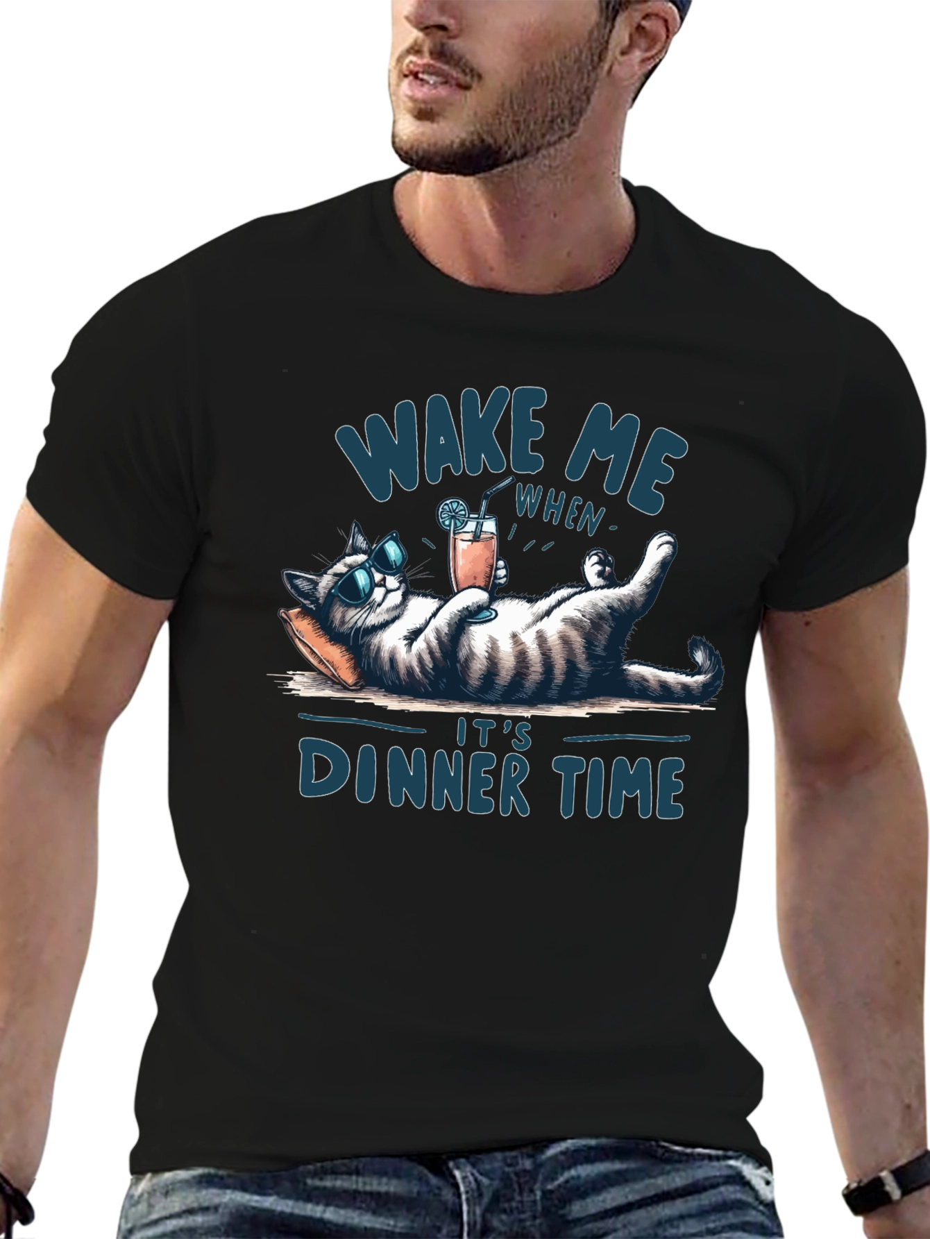 Wake Me When Its Dinner Time Cat T-Shirt