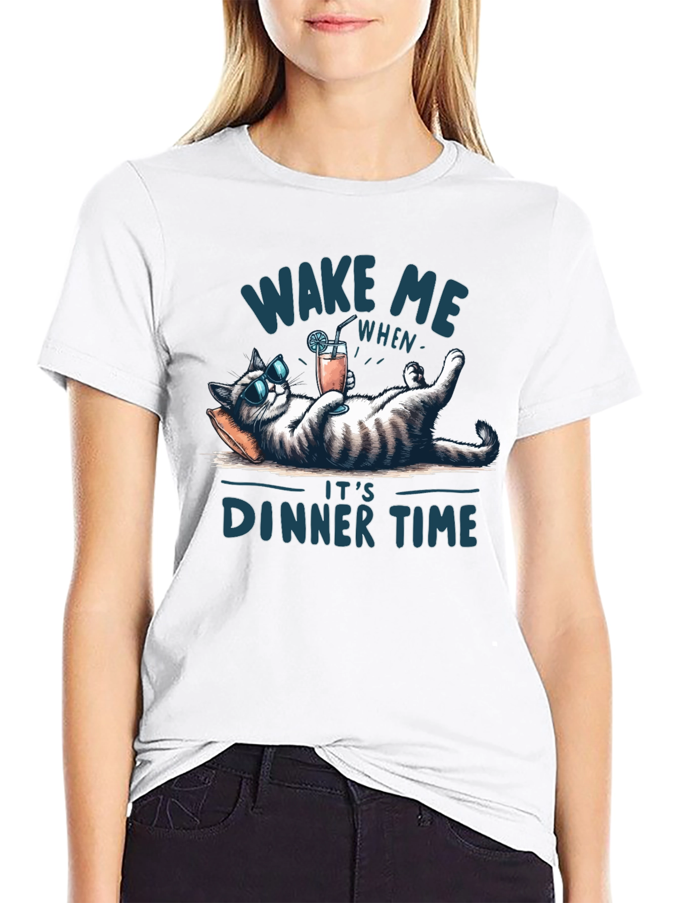 Wake Me When Its Dinner Time Cat T-Shirt