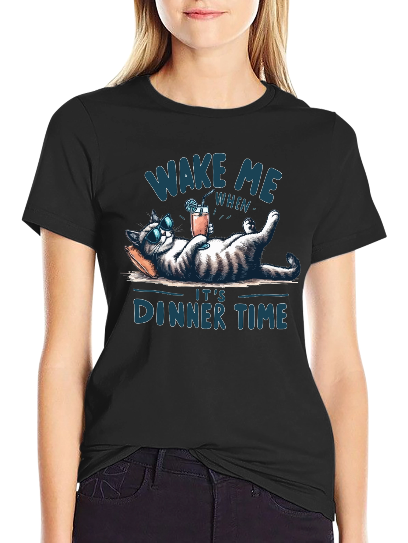 Wake Me When Its Dinner Time Cat T-Shirt