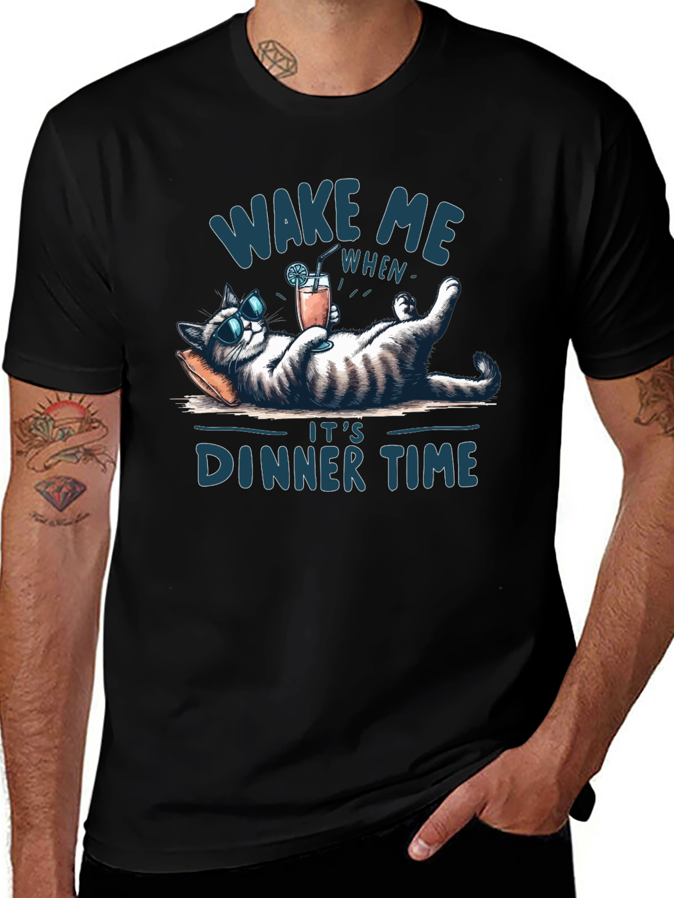 Wake Me When Its Dinner Time Cat T-Shirt