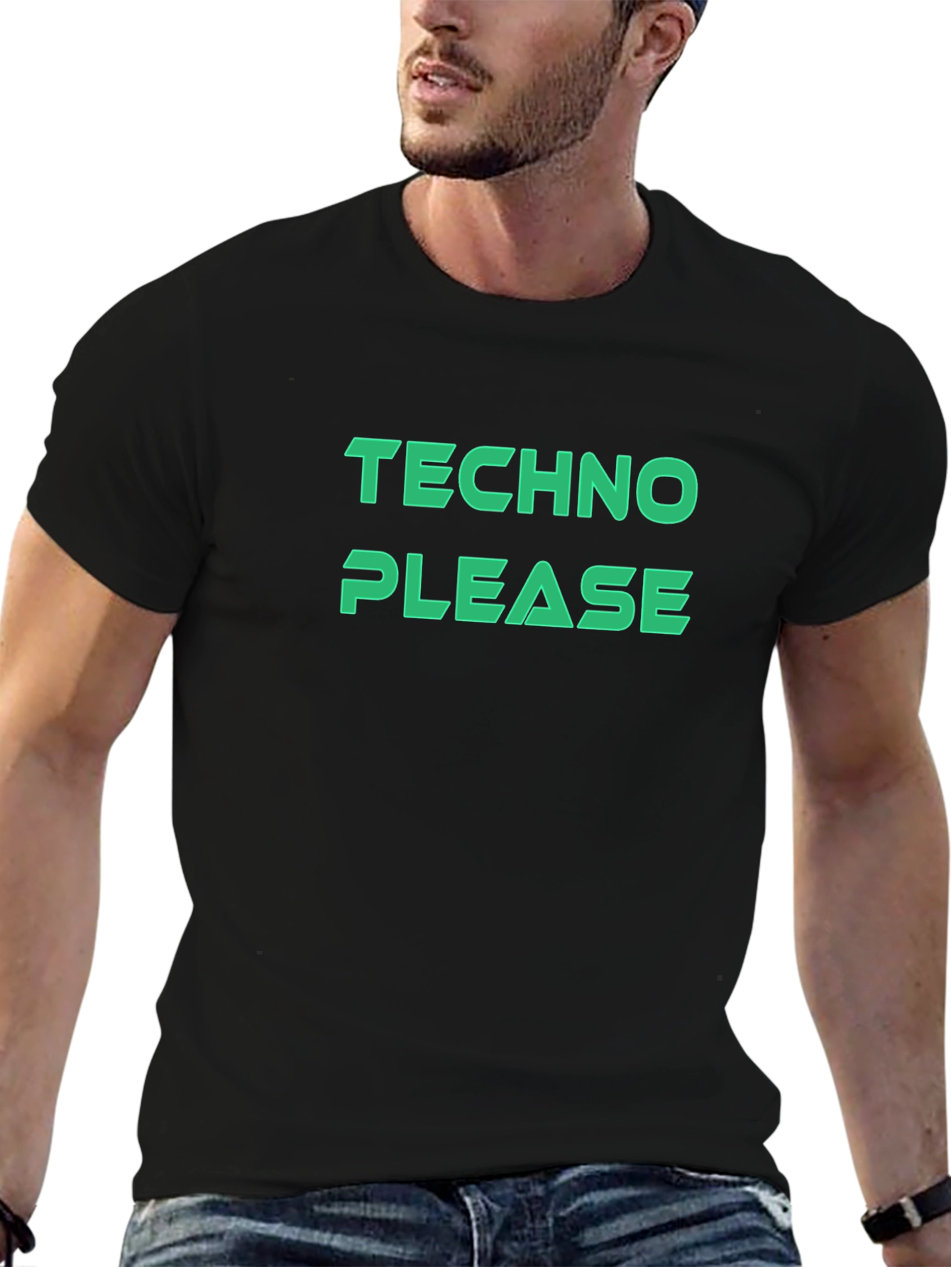 Techno Please T-Shirt - Black Graphic Tee