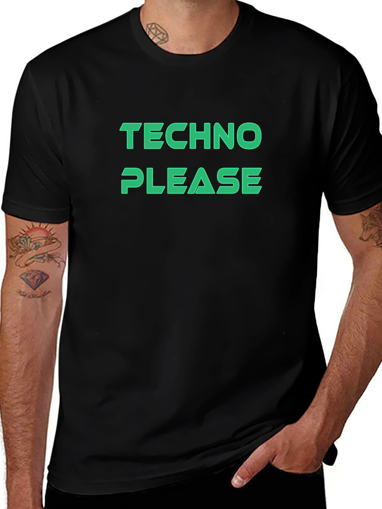 Techno Please T-Shirt - Black Graphic Tee