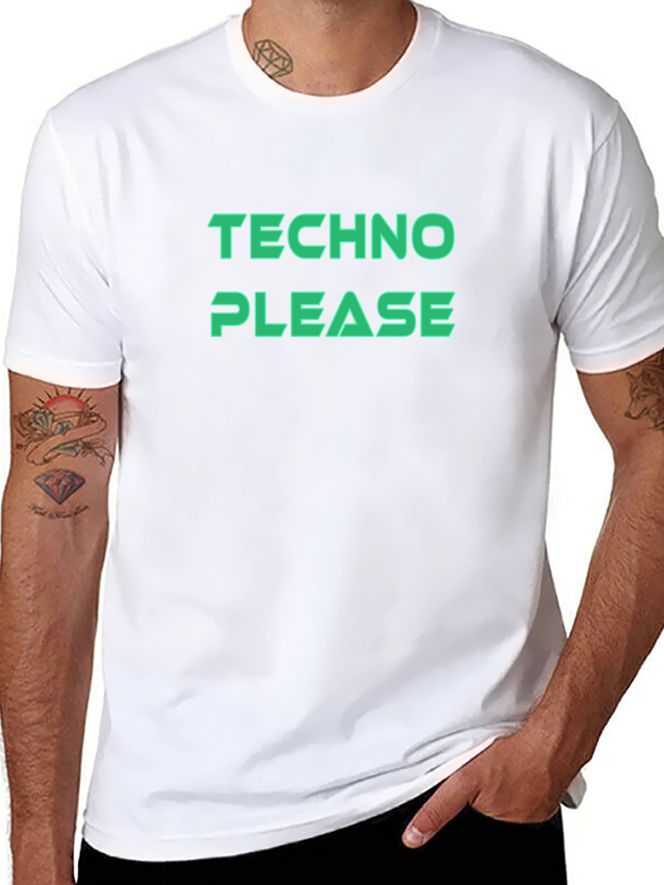 Techno Please T-Shirt - Black Graphic Tee