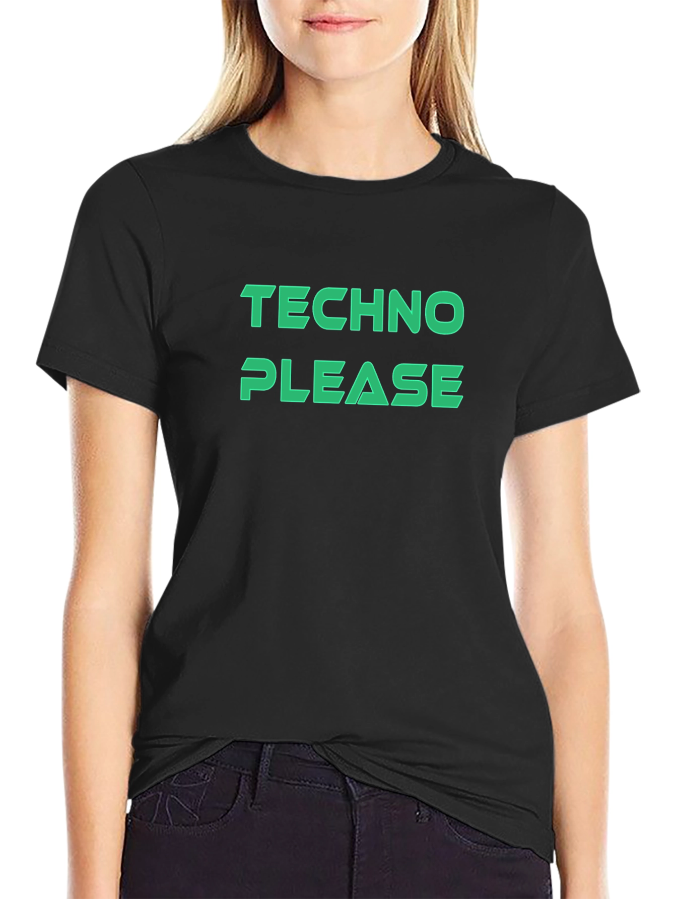 Techno Please T-Shirt - Black Graphic Tee