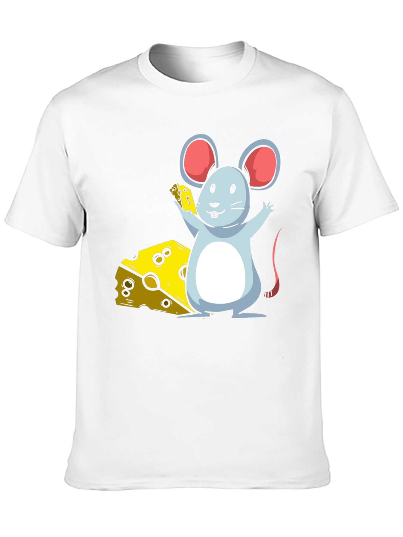 Cartoon Mouse & Cheese Graphic T-Shirt
