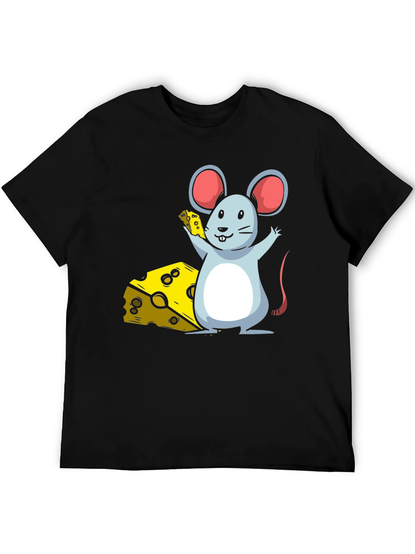 Cartoon Mouse & Cheese Graphic T-Shirt
