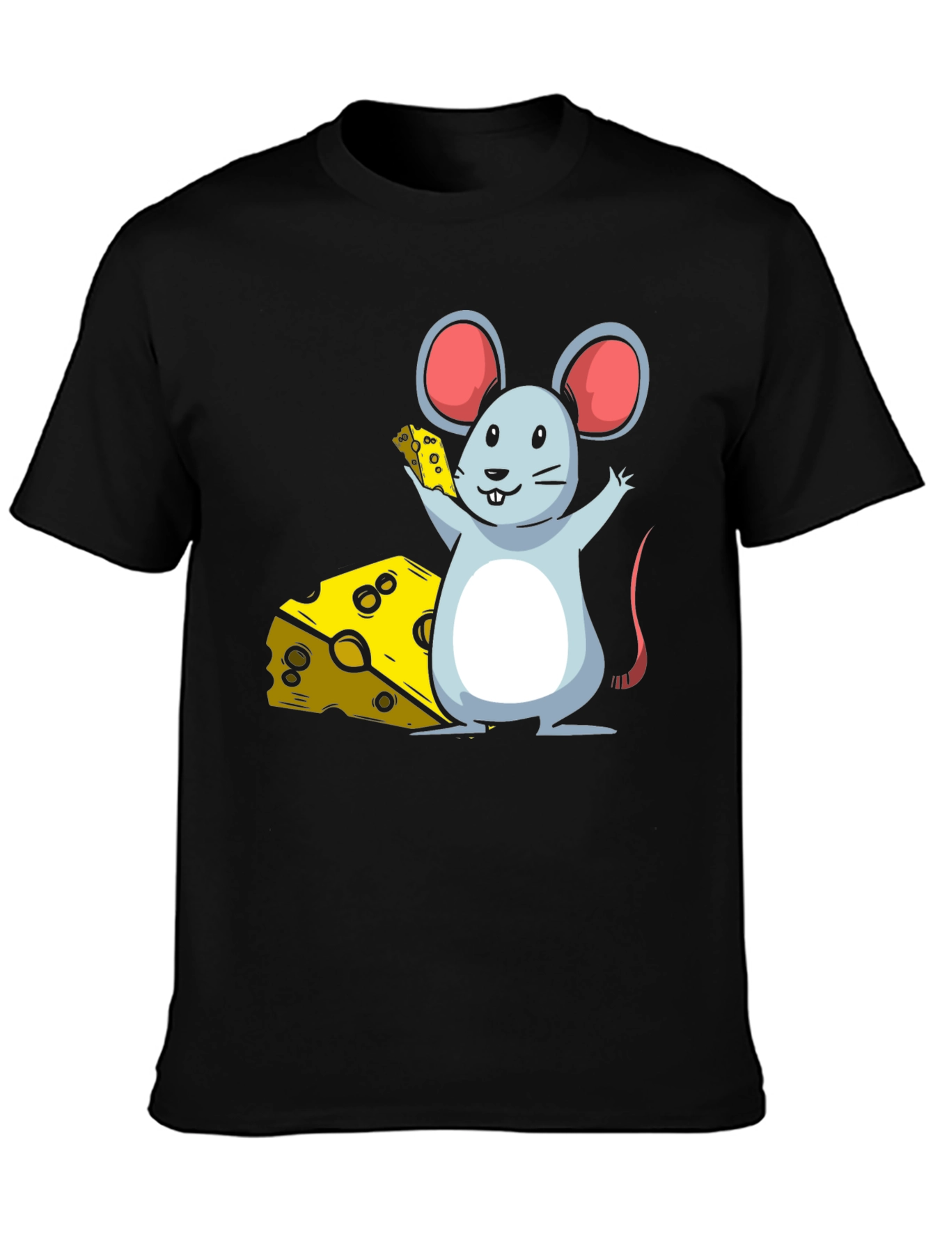 Cartoon Mouse & Cheese Graphic T-Shirt