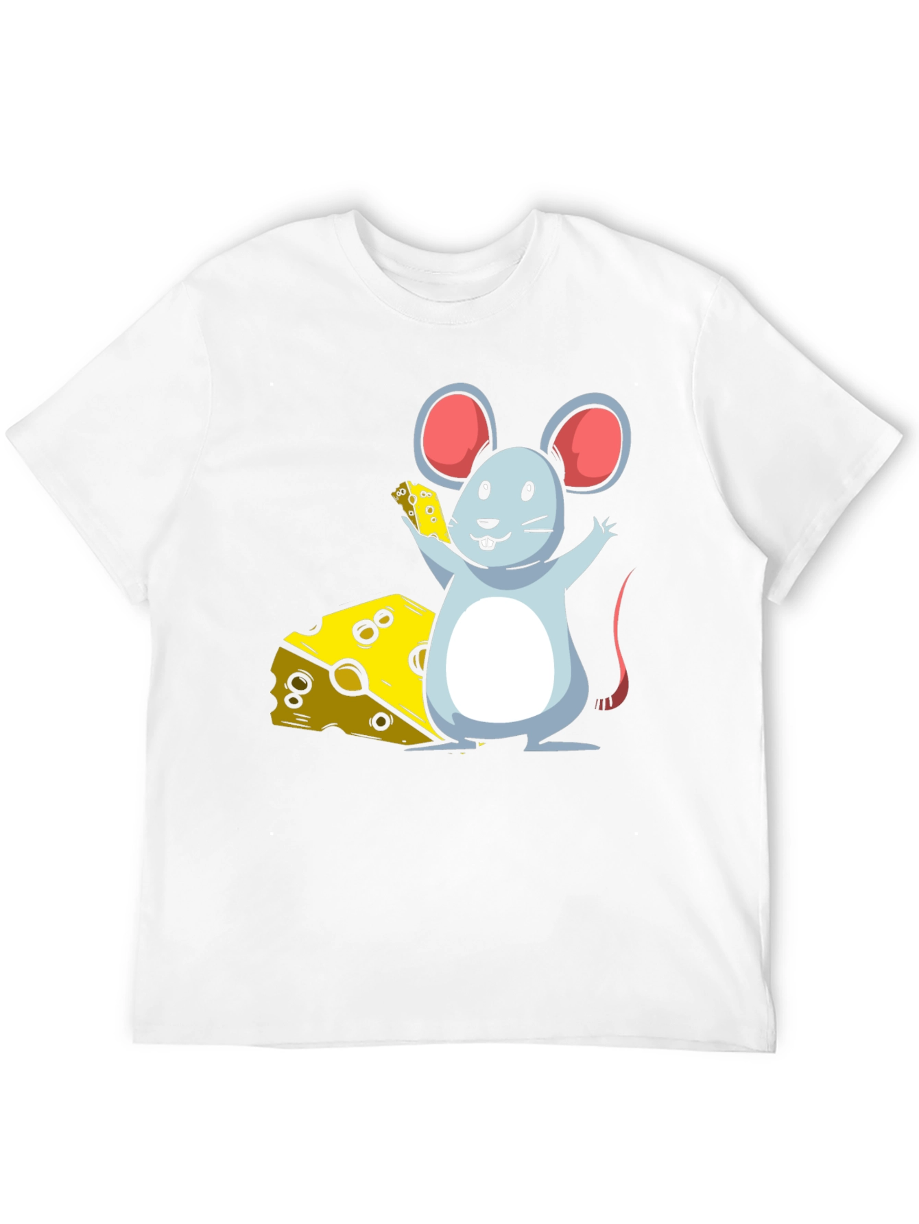 Cartoon Mouse & Cheese Graphic T-Shirt