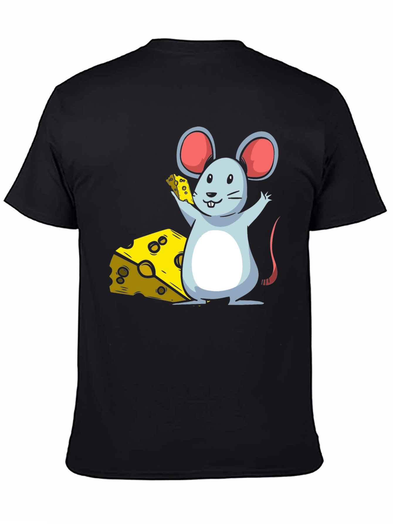 Cartoon Mouse & Cheese Graphic T-Shirt