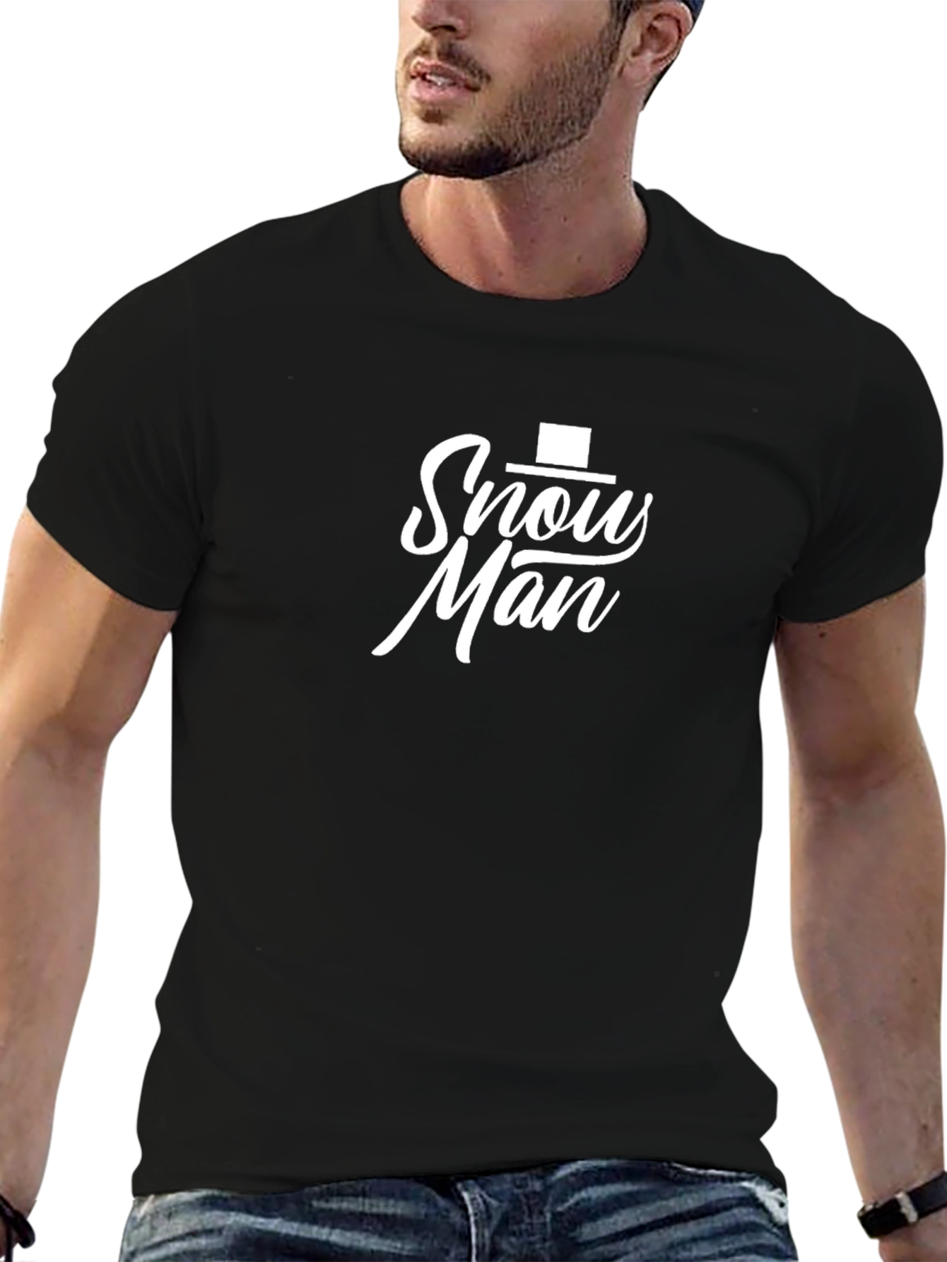 Snowman Graphic Black T-Shirt