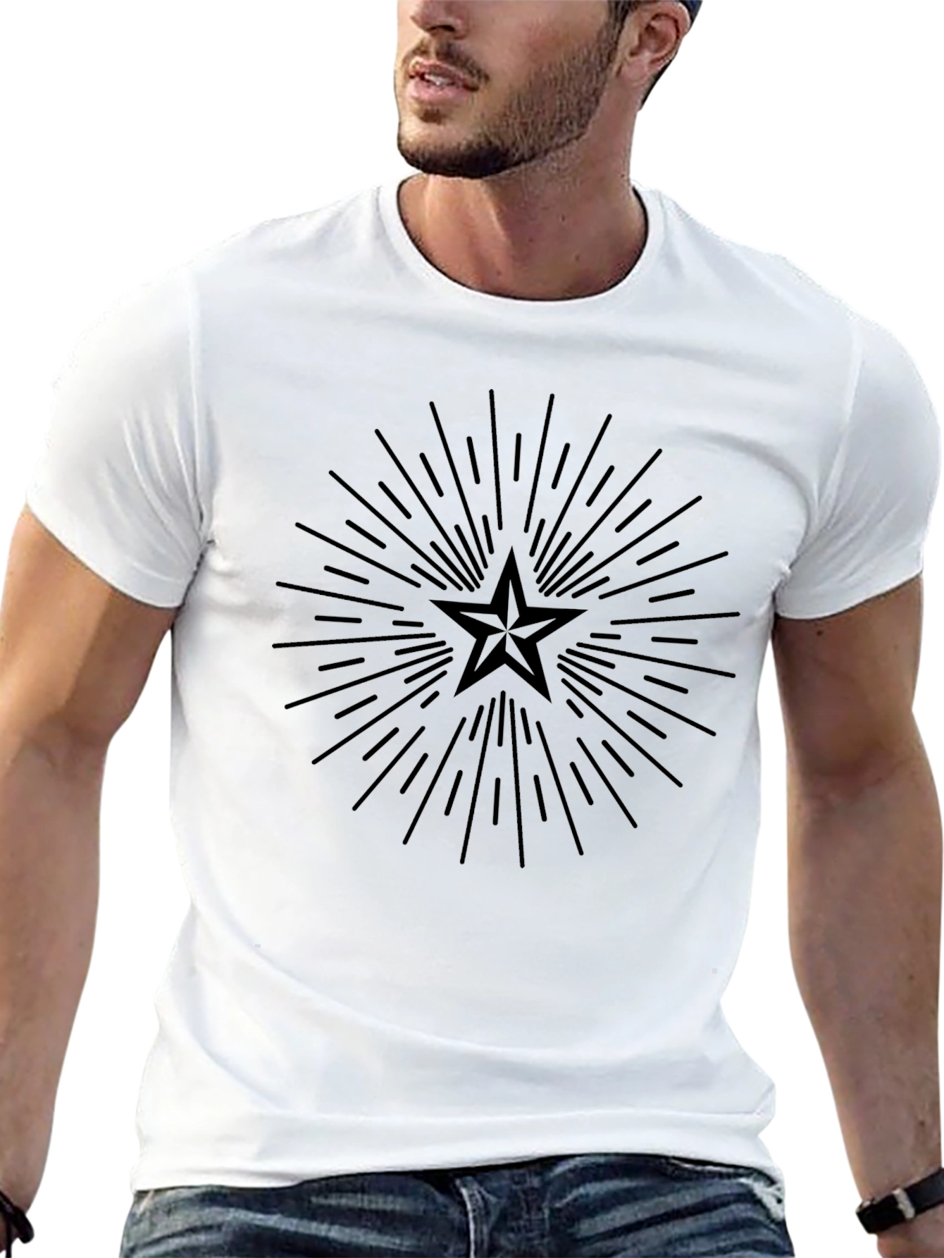 Stylish Black Starburst Graphic Tee - Modern Casual Wear