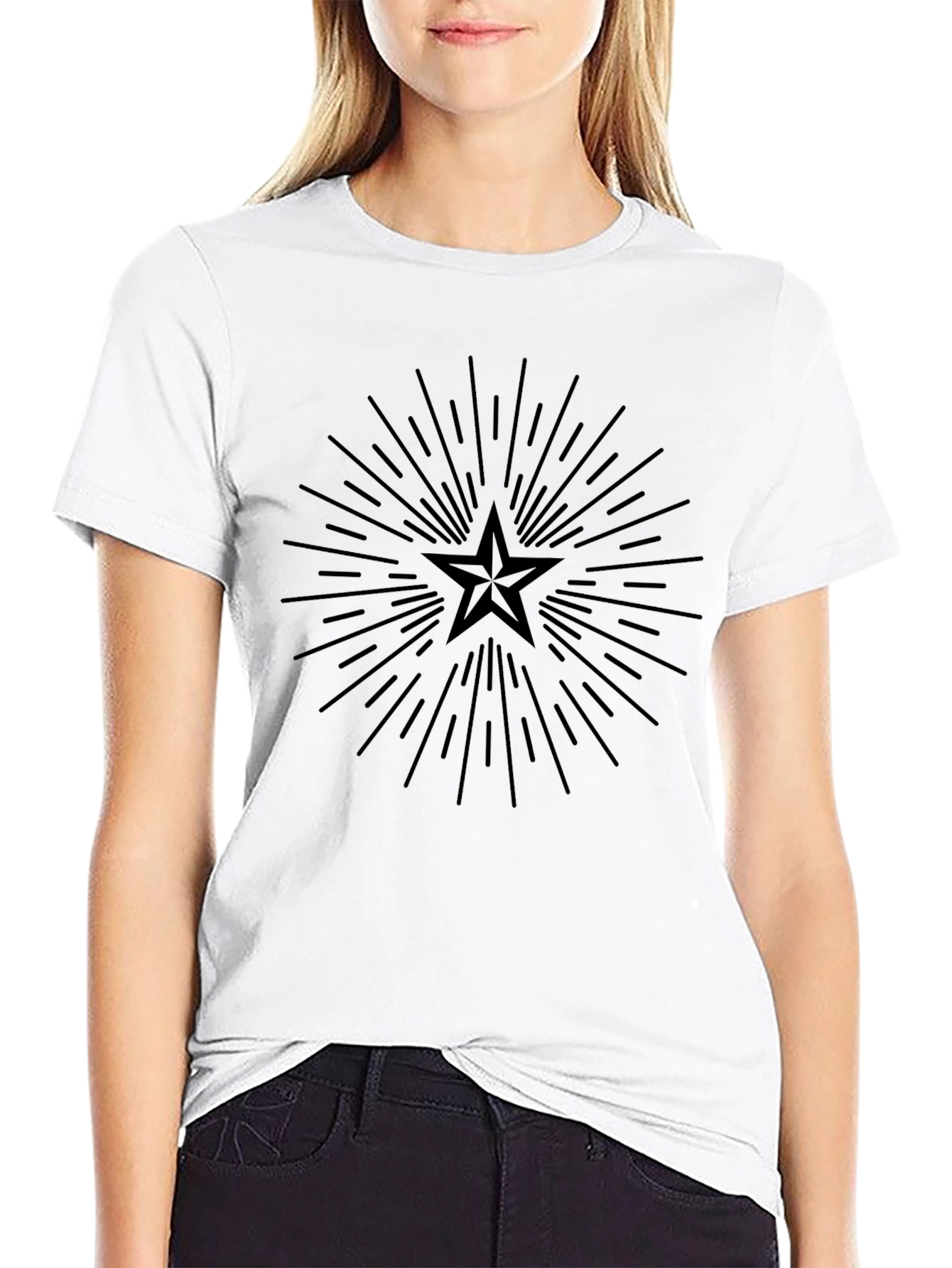 Stylish Black Starburst Graphic Tee - Modern Casual Wear