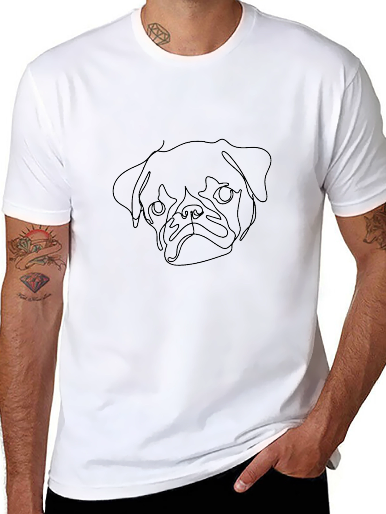 Pug Outline Graphic Tee - Stylish Dog Lover Shirt