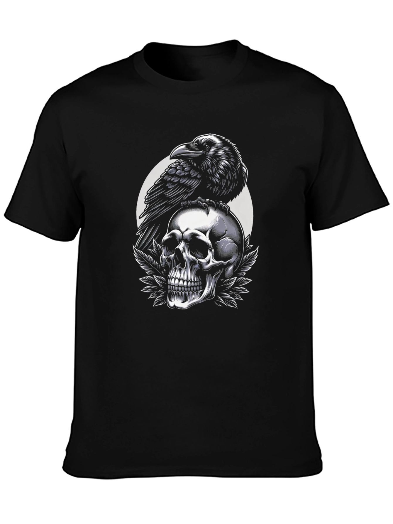 Raven and Skull Graphic Black T-Shirt