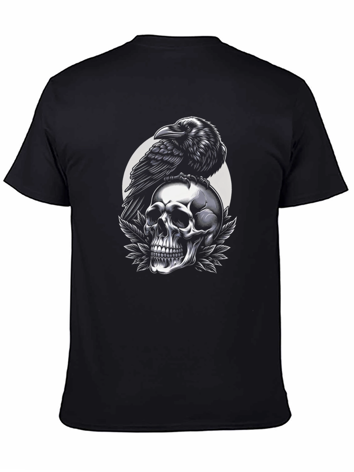 Raven and Skull Graphic Black T-Shirt