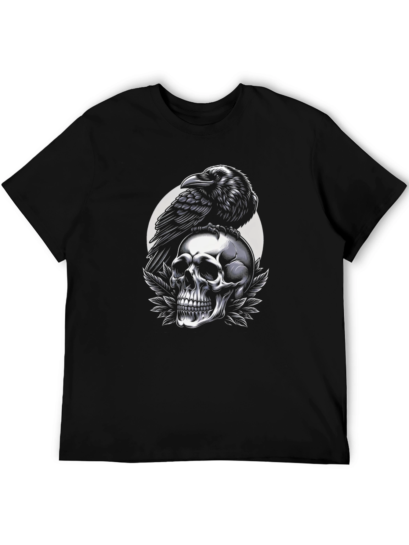 Raven and Skull Graphic Black T-Shirt