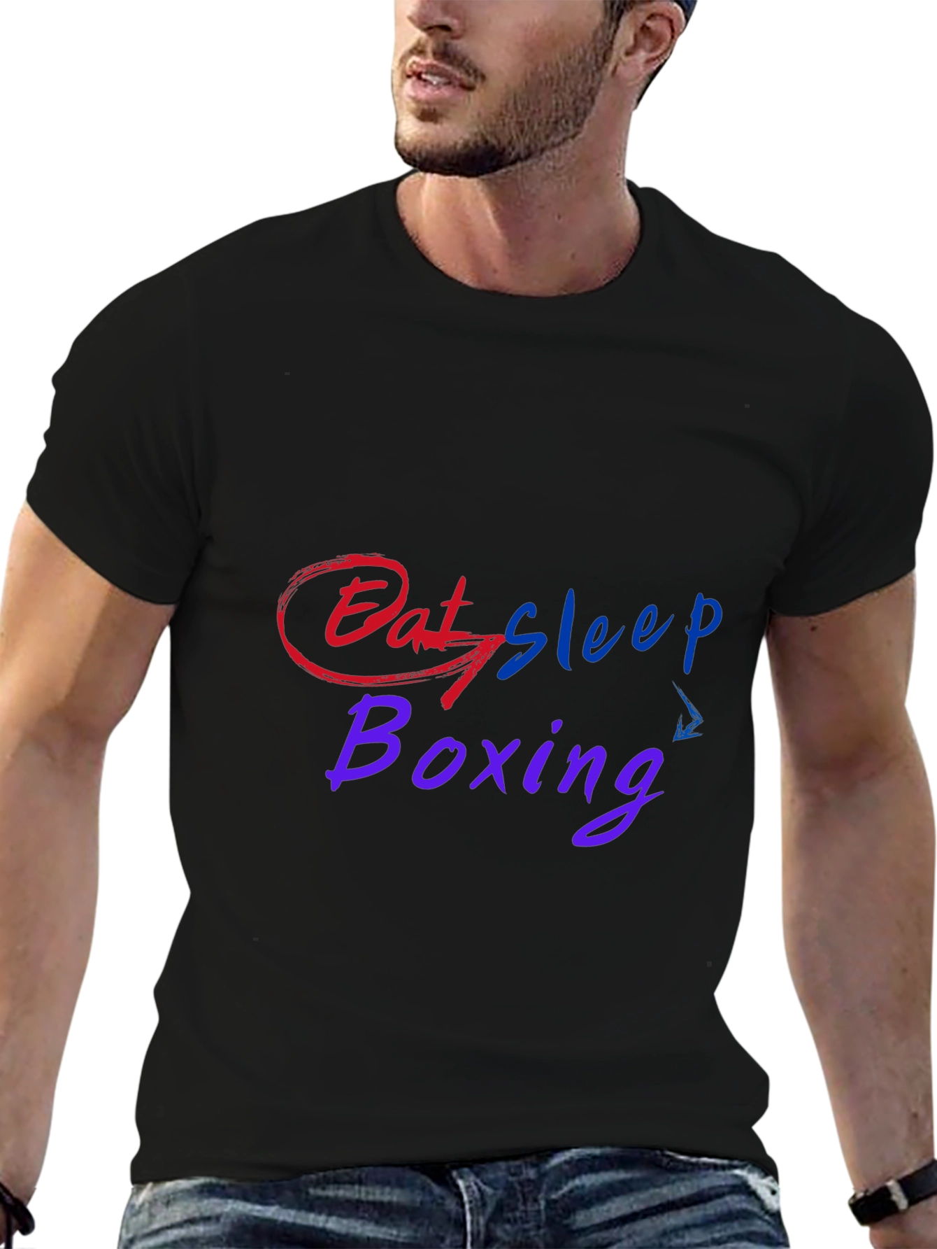 Eat Sleep Boxing Graphic T-Shirt - Mens Black Tee