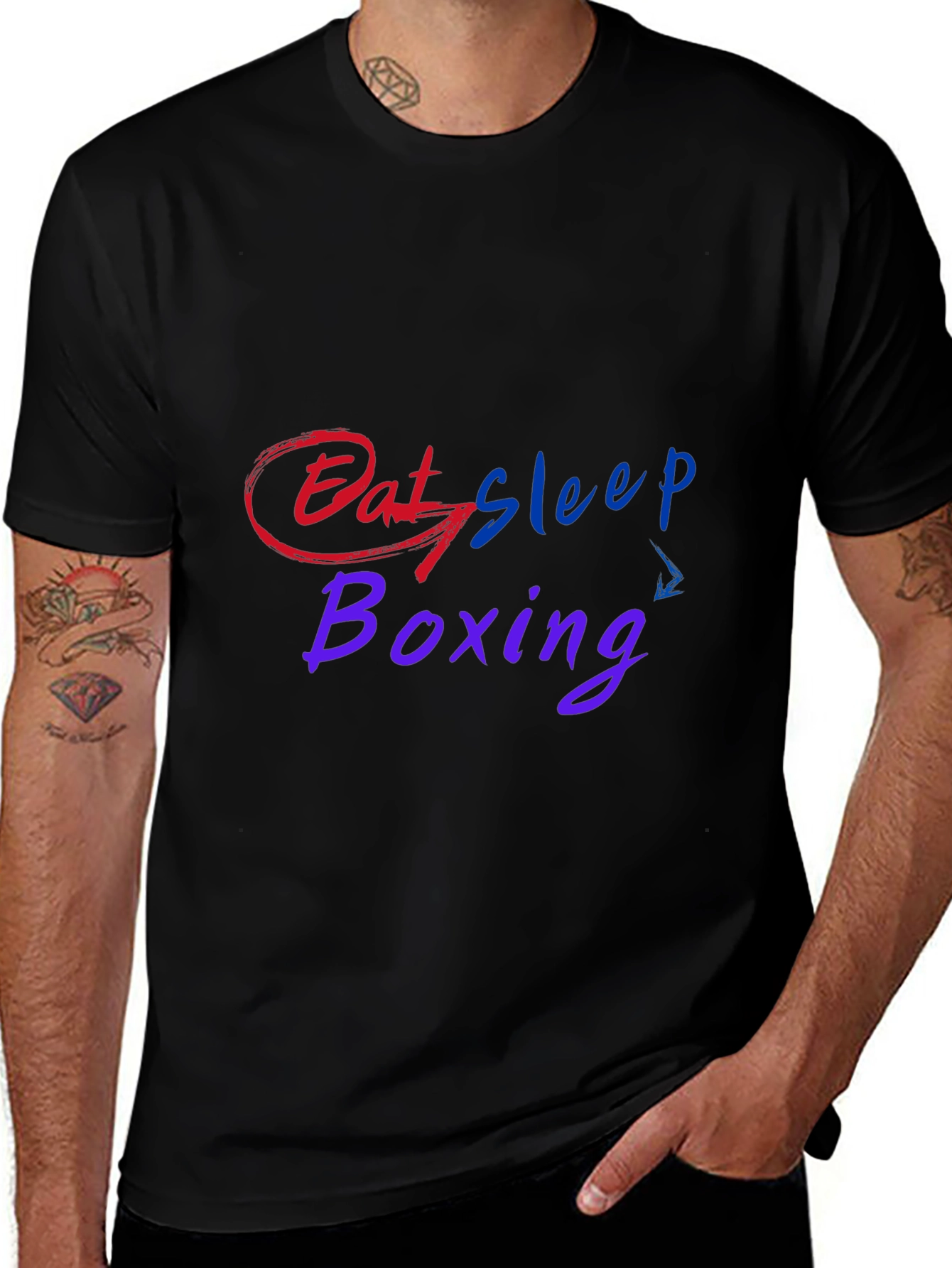 Eat Sleep Boxing Graphic T-Shirt - Mens Black Tee