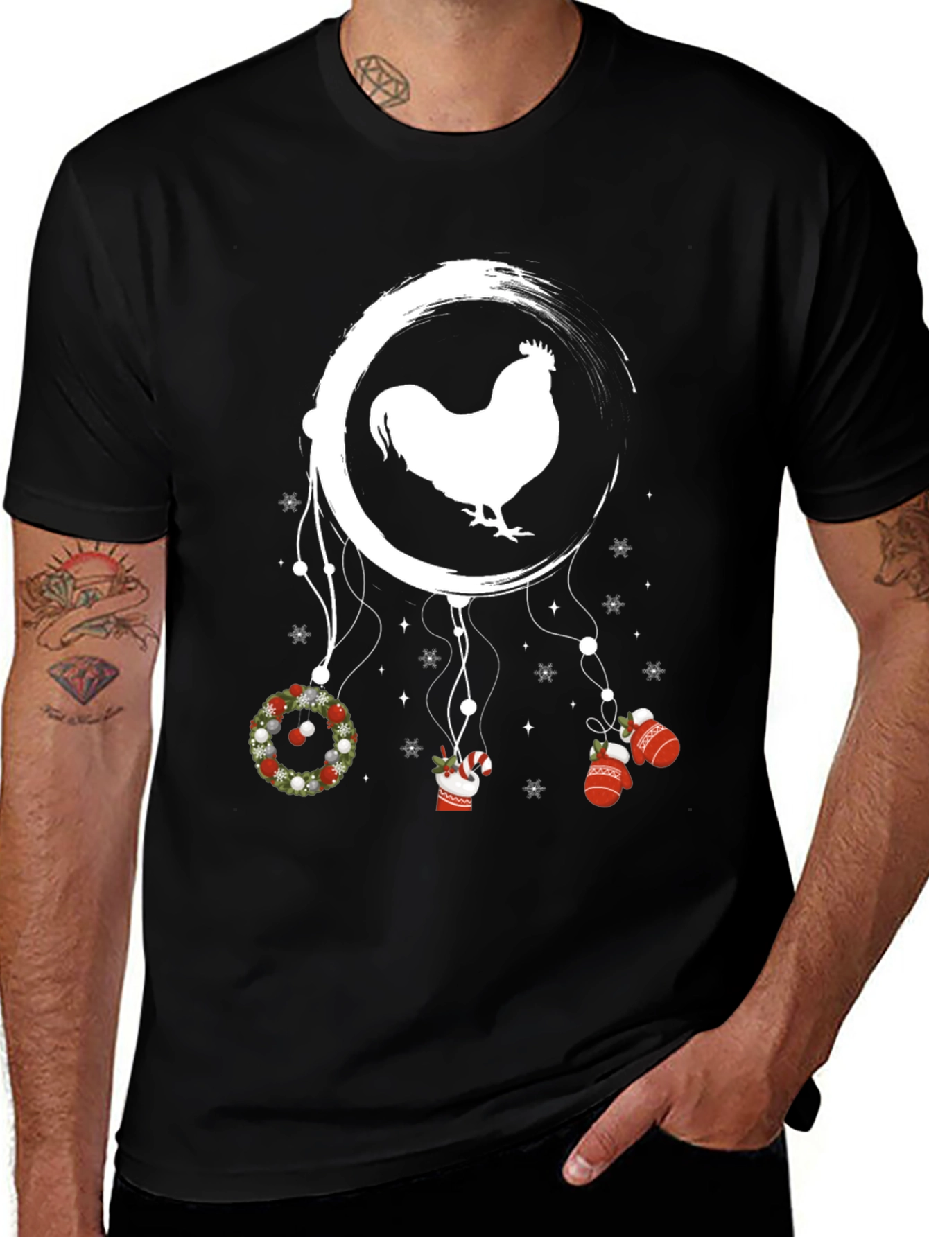 Festive Rooster Dreamcatcher Graphic Tee