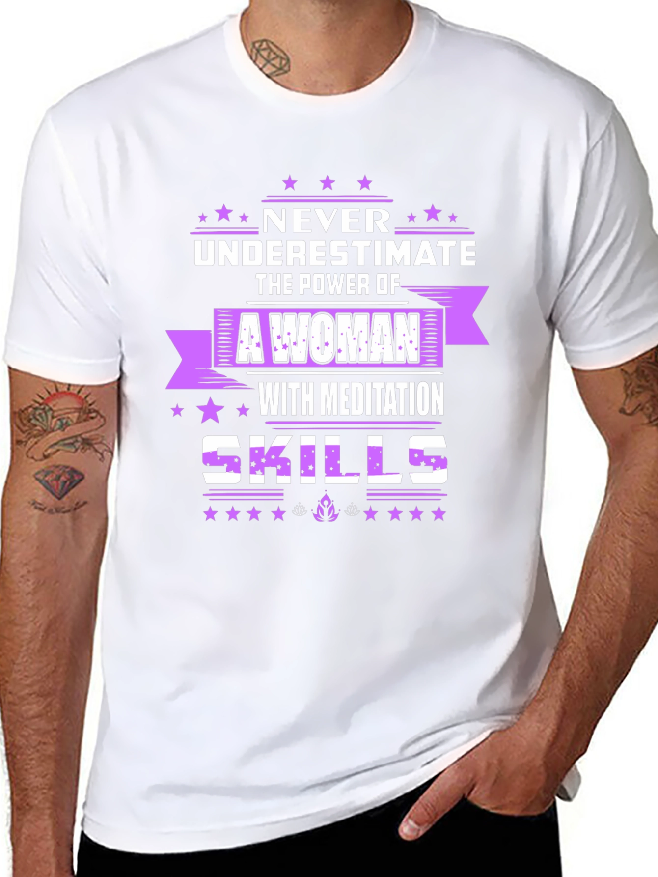 Never Underestimate Woman with Meditation Skills T-Shirt