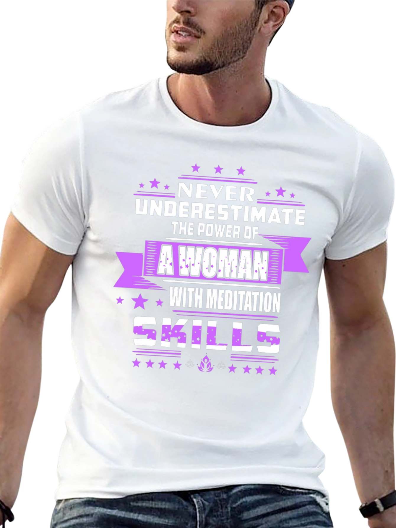 Never Underestimate Woman with Meditation Skills T-Shirt