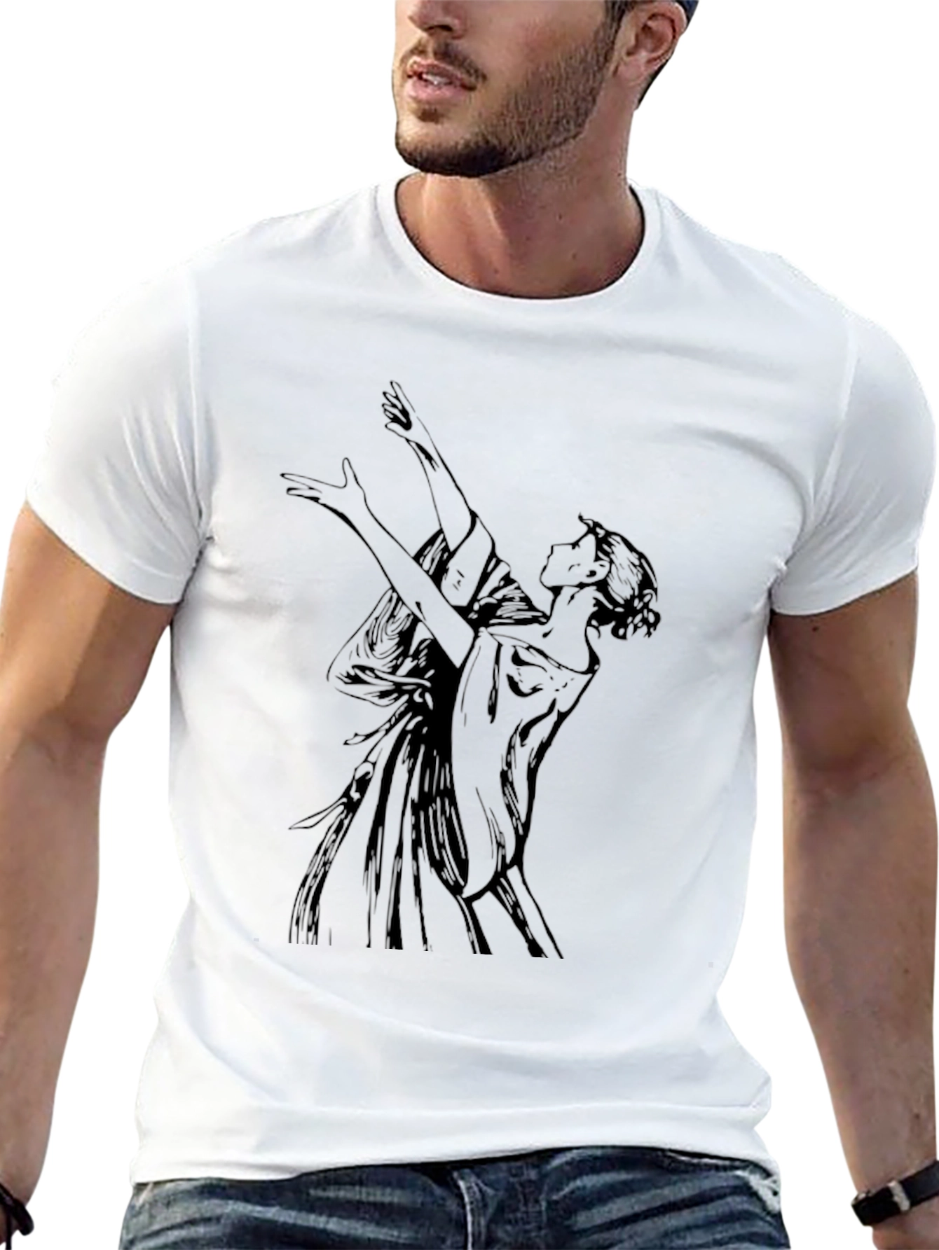Elegant Woman Graphic Black T-Shirt