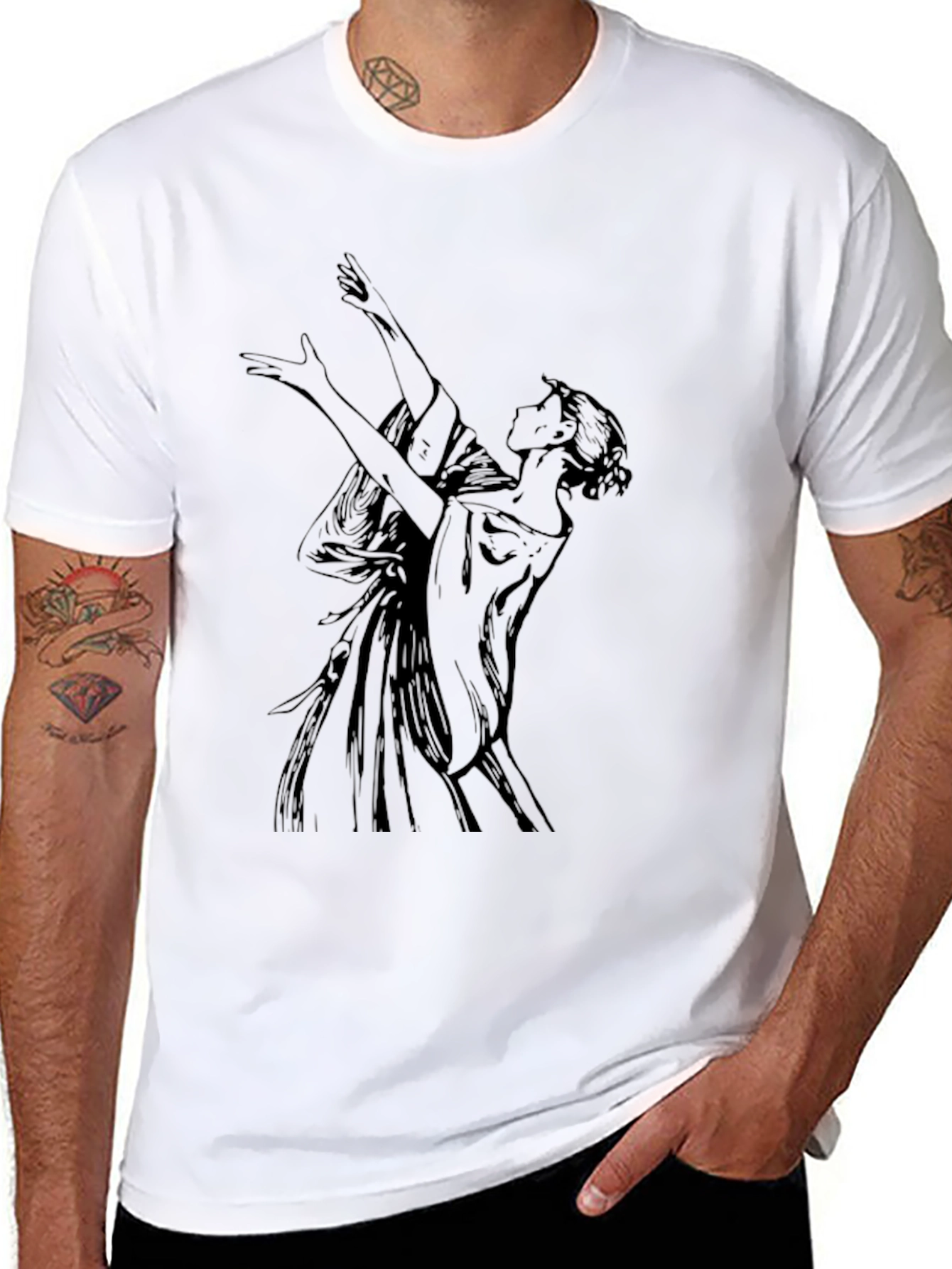 Elegant Woman Graphic Black T-Shirt