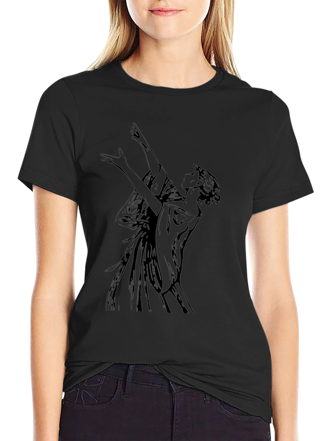 Elegant Woman Graphic Black T-Shirt