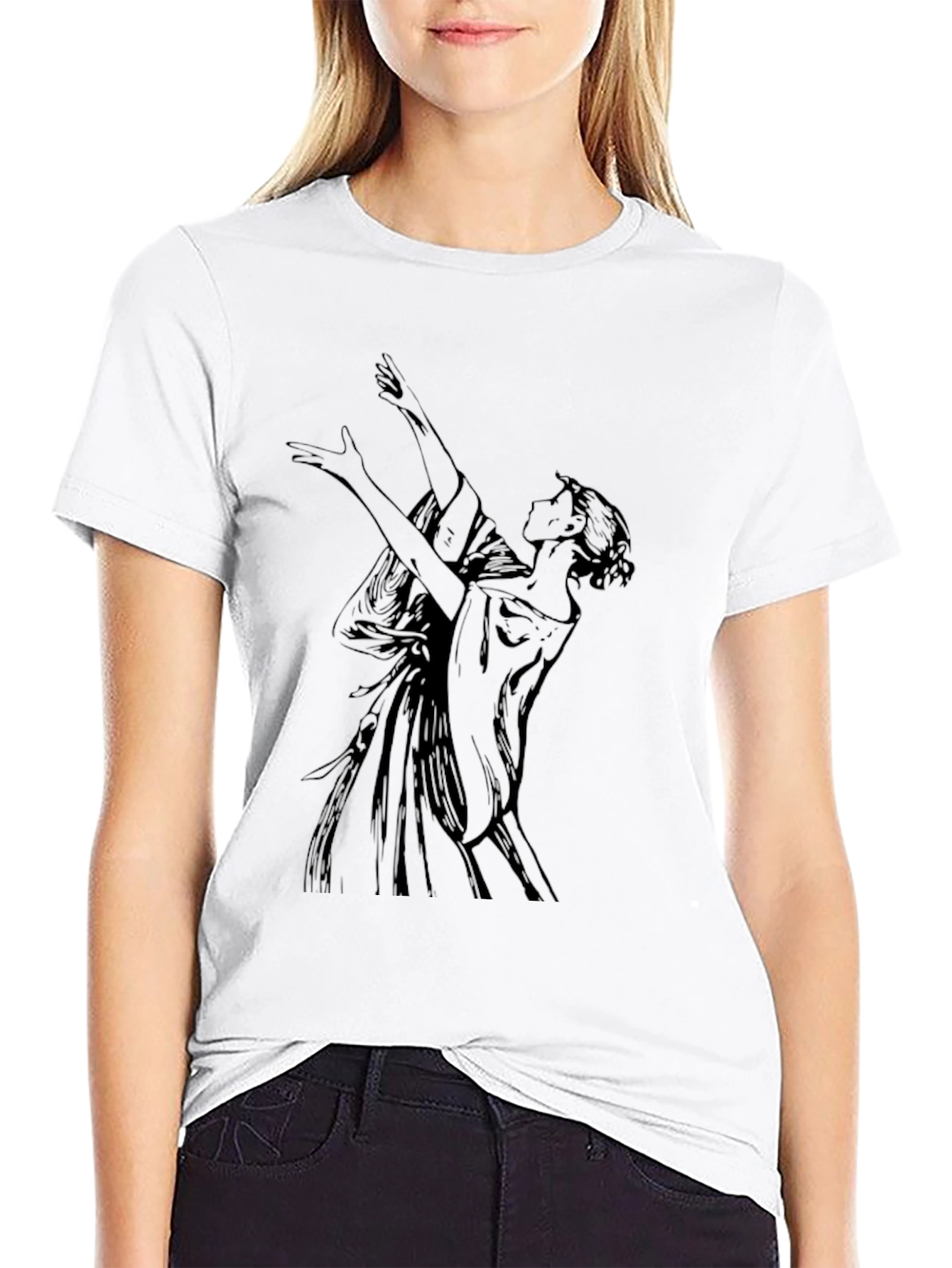 Elegant Woman Graphic Black T-Shirt