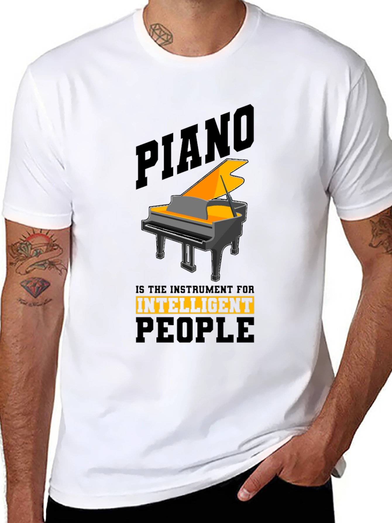 Piano Intelligent People Black T-Shirt