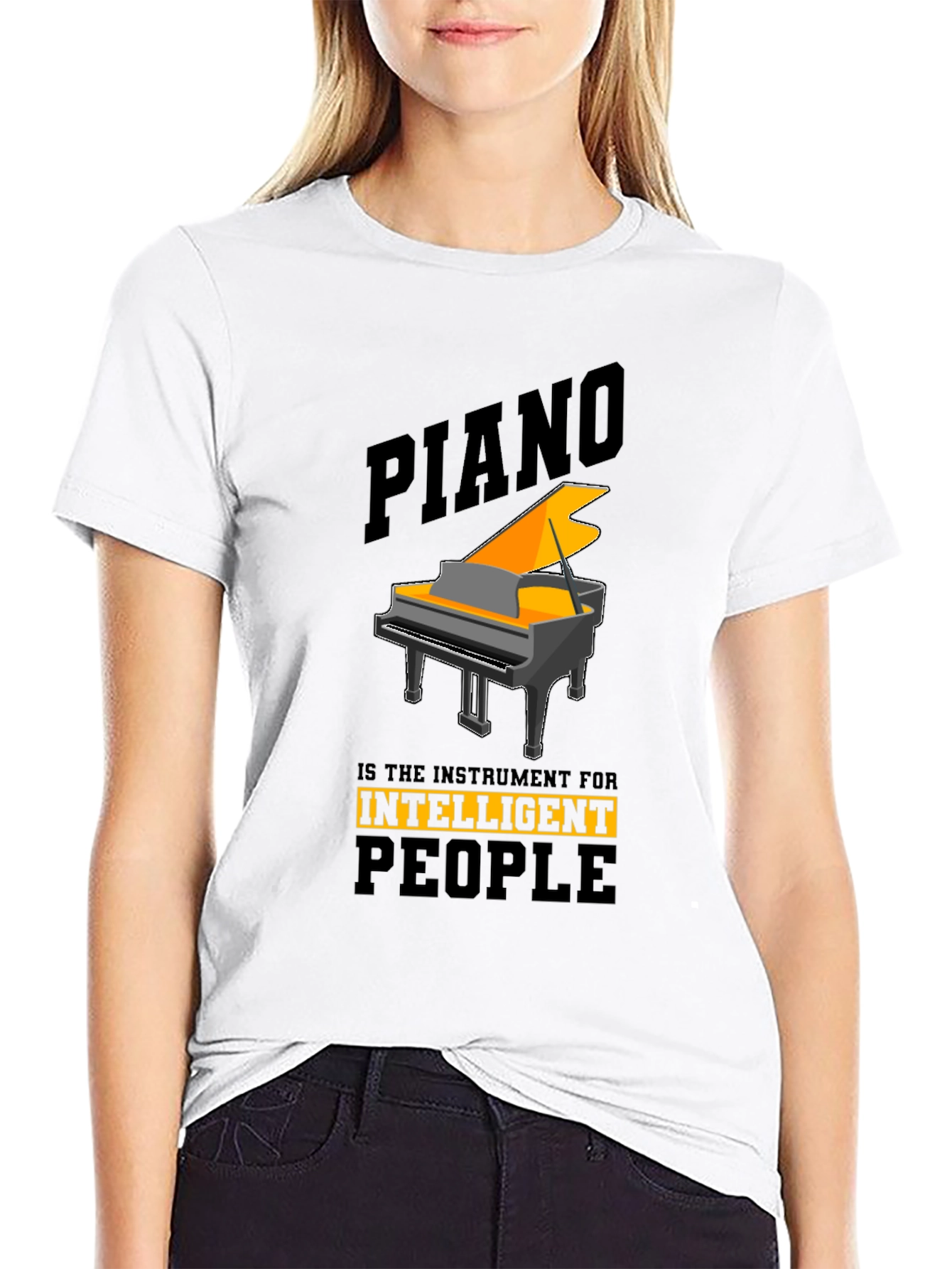 Piano Intelligent People Black T-Shirt