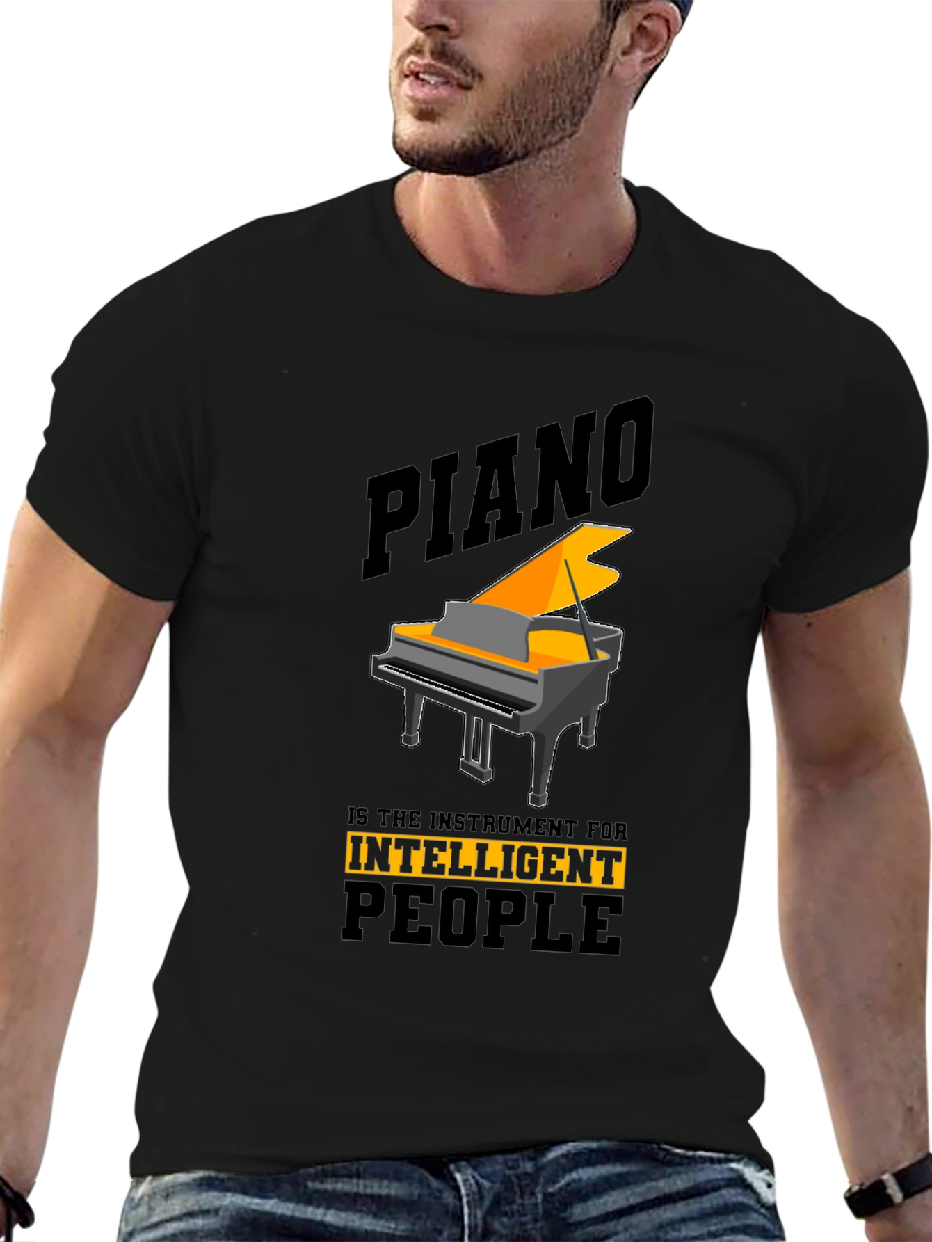 Piano Intelligent People Black T-Shirt