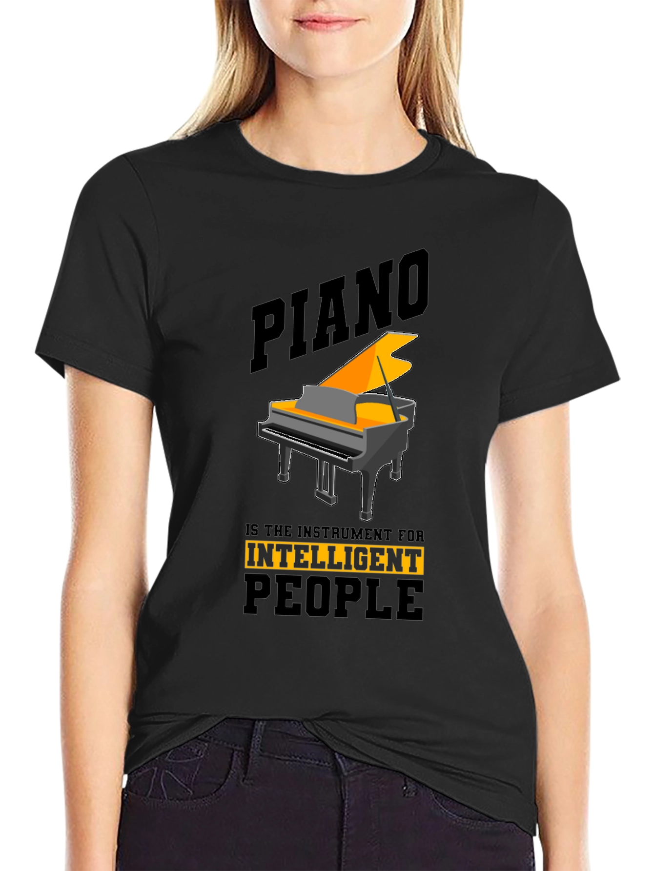 Piano Intelligent People Black T-Shirt