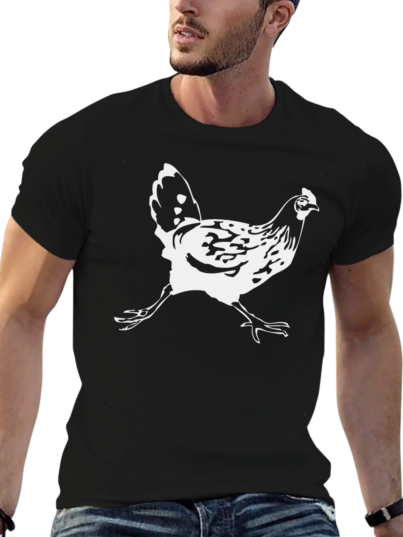 Funny Chicken Graphic T-Shirt - Casual Black Tee