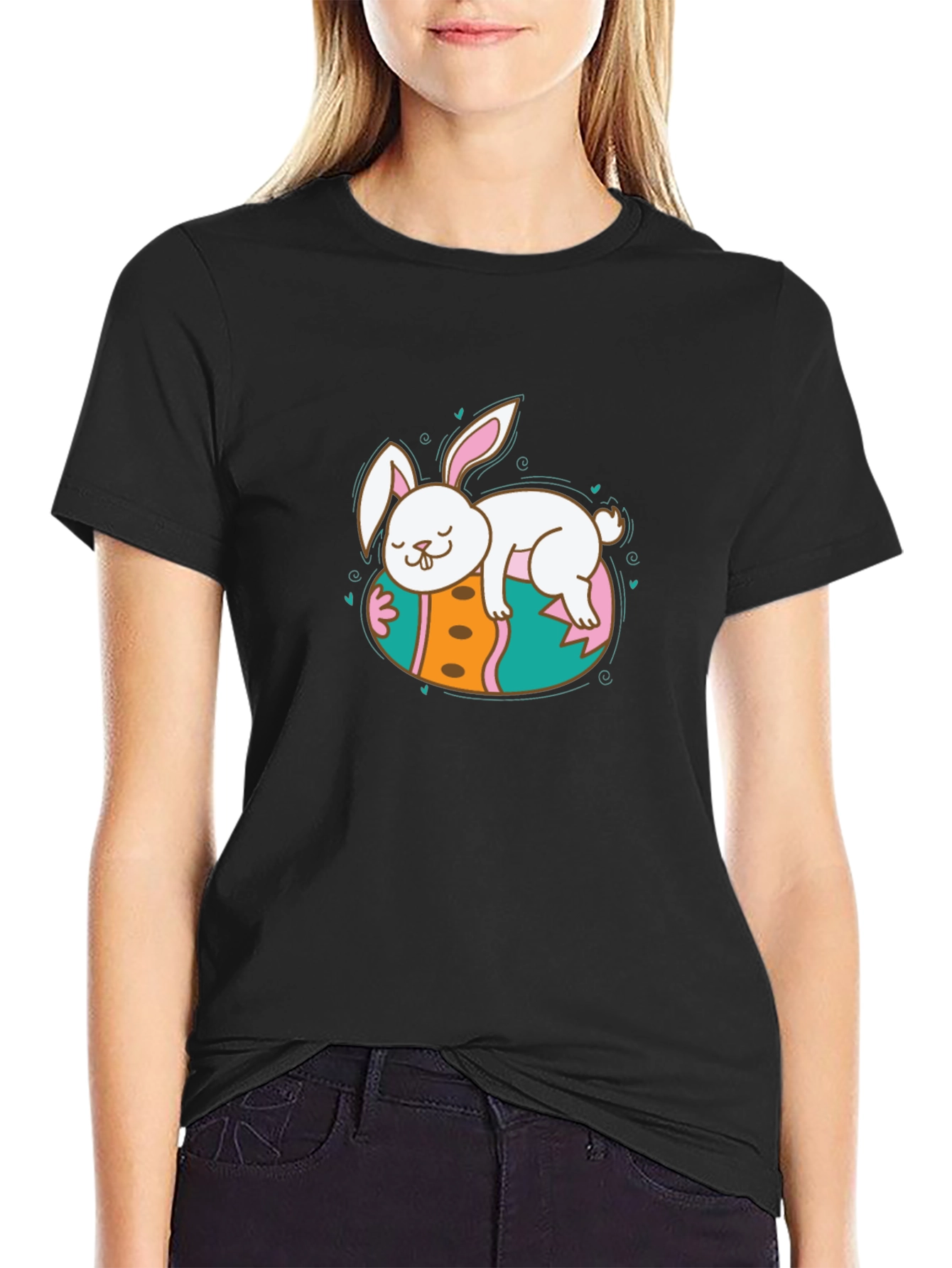 Cute Bunny Sleeping on Easter Egg T-Shirt