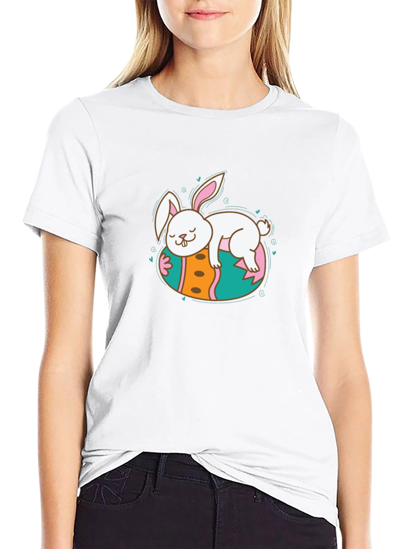 Cute Bunny Sleeping on Easter Egg T-Shirt