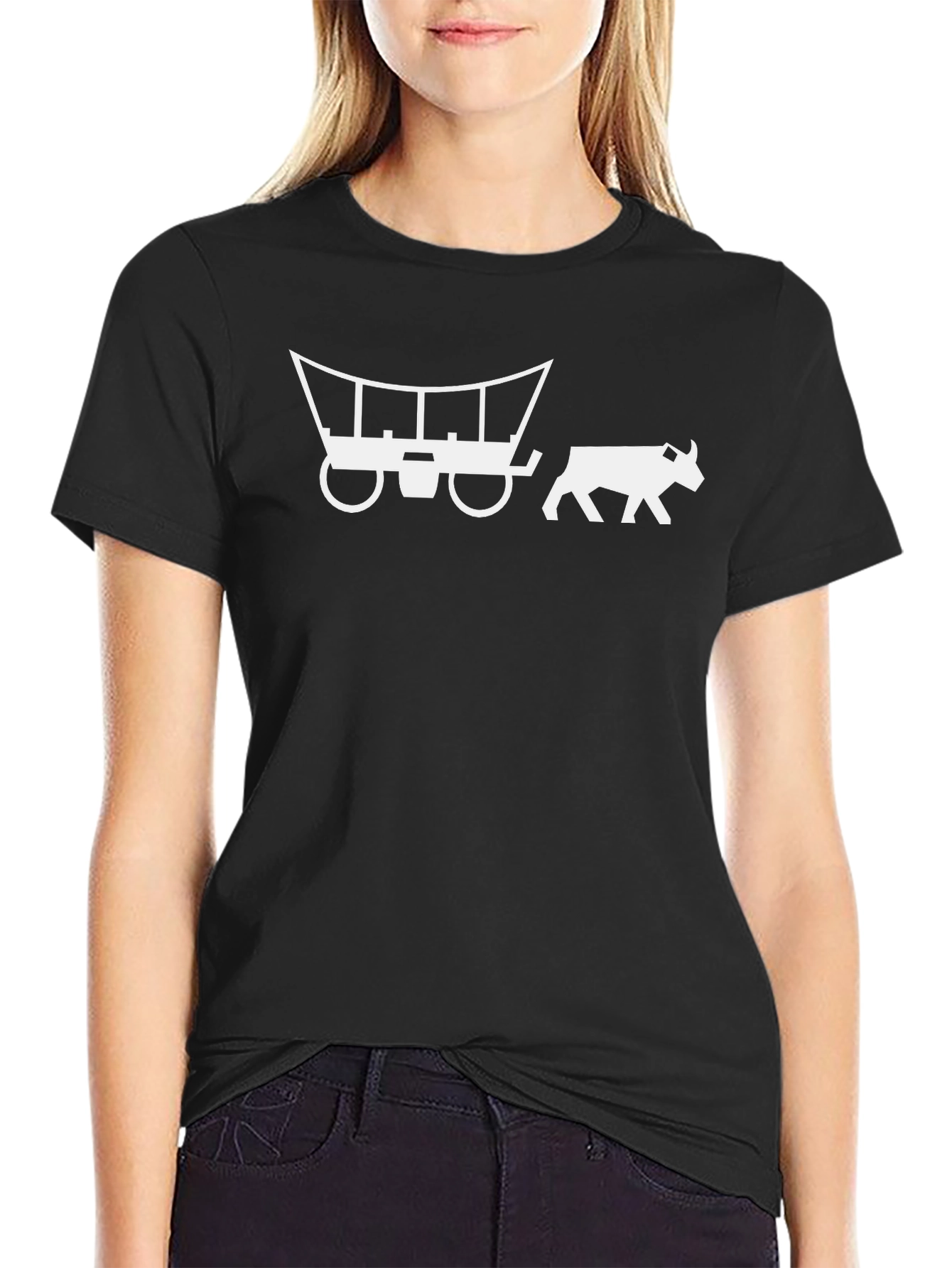 Ox-Powered Wagon Graphic Tee - Classic Black Cotton