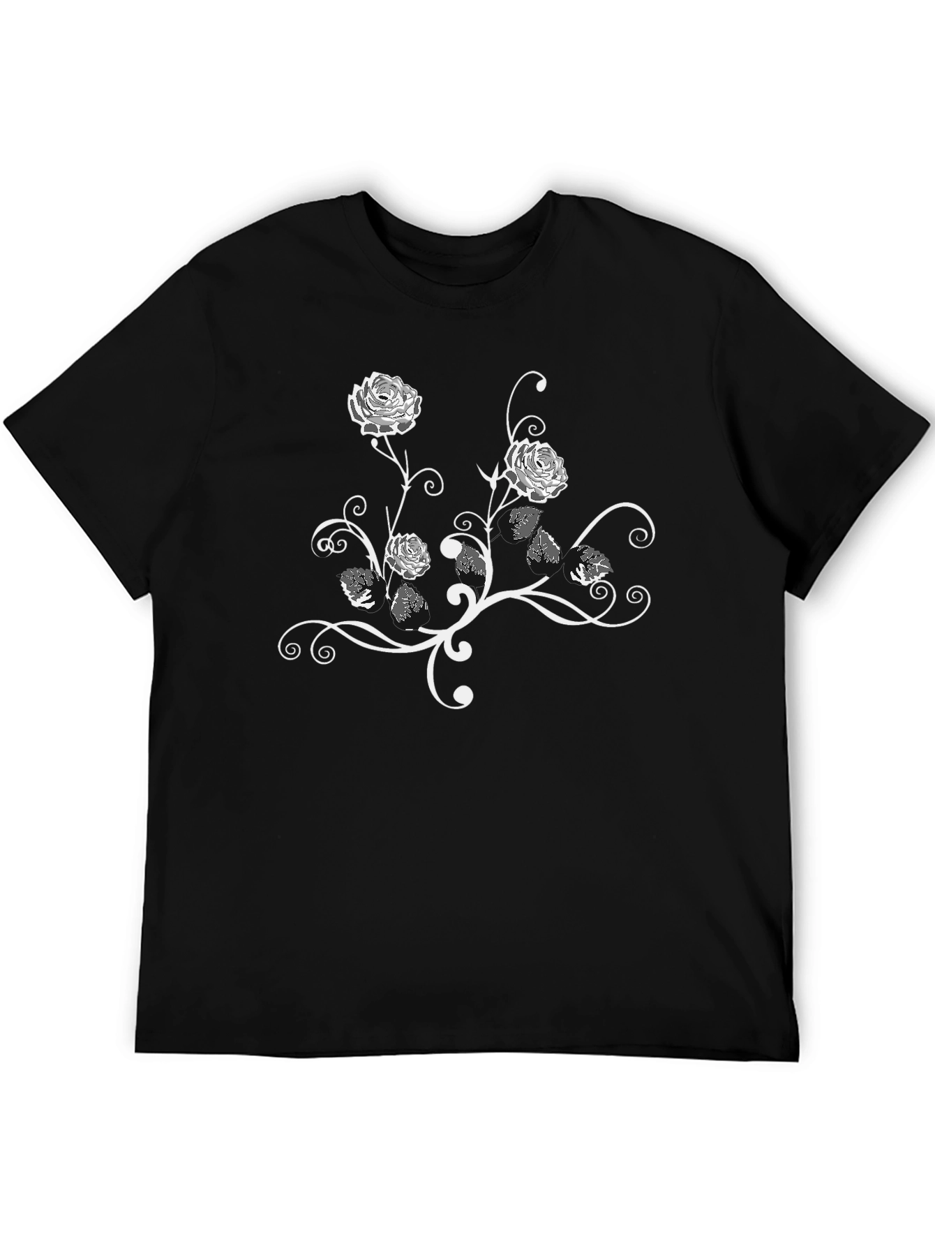 Black Floral Rose Graphic Tee