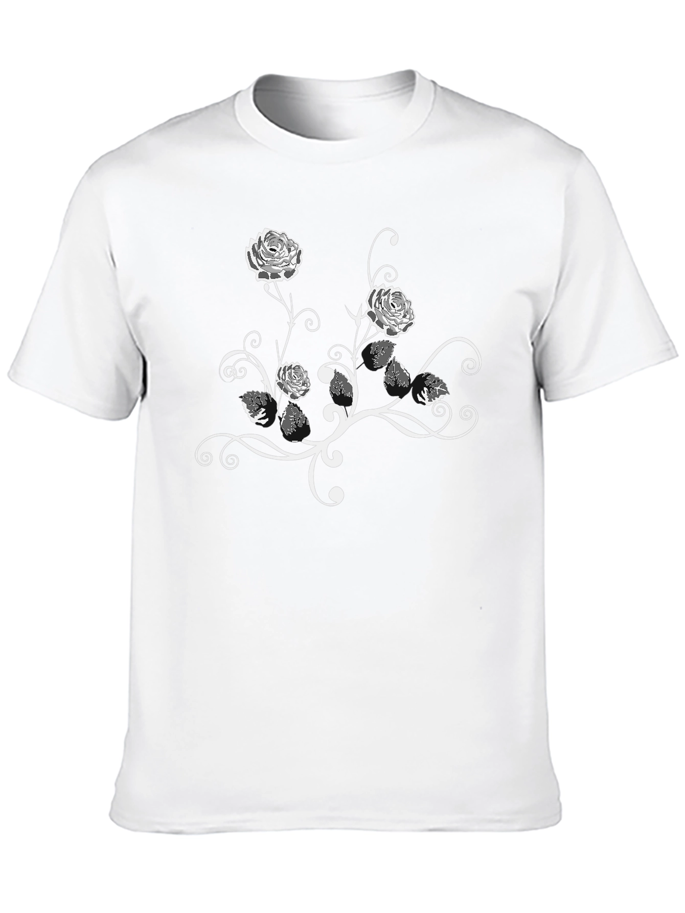 Black Floral Rose Graphic Tee