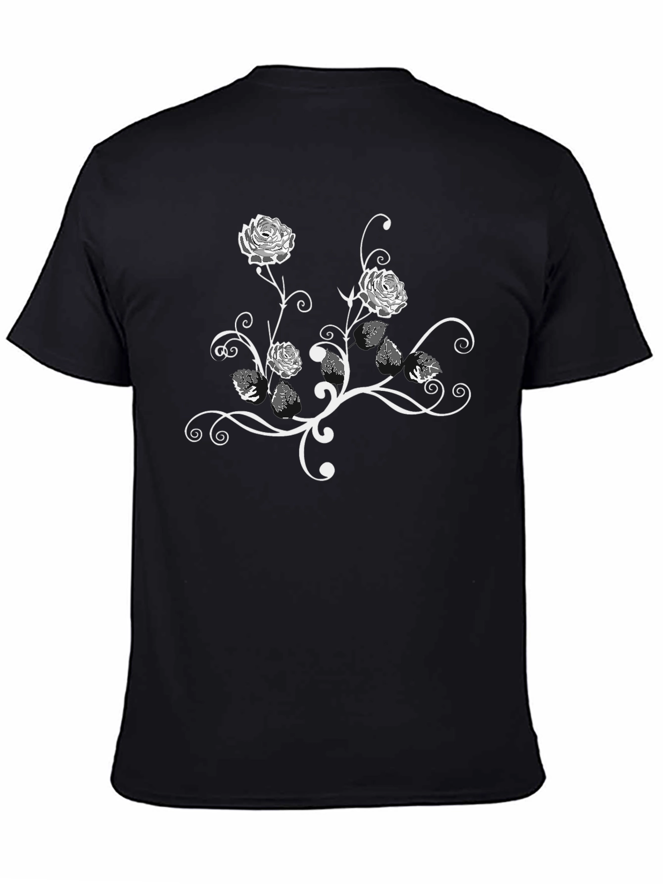 Black Floral Rose Graphic Tee