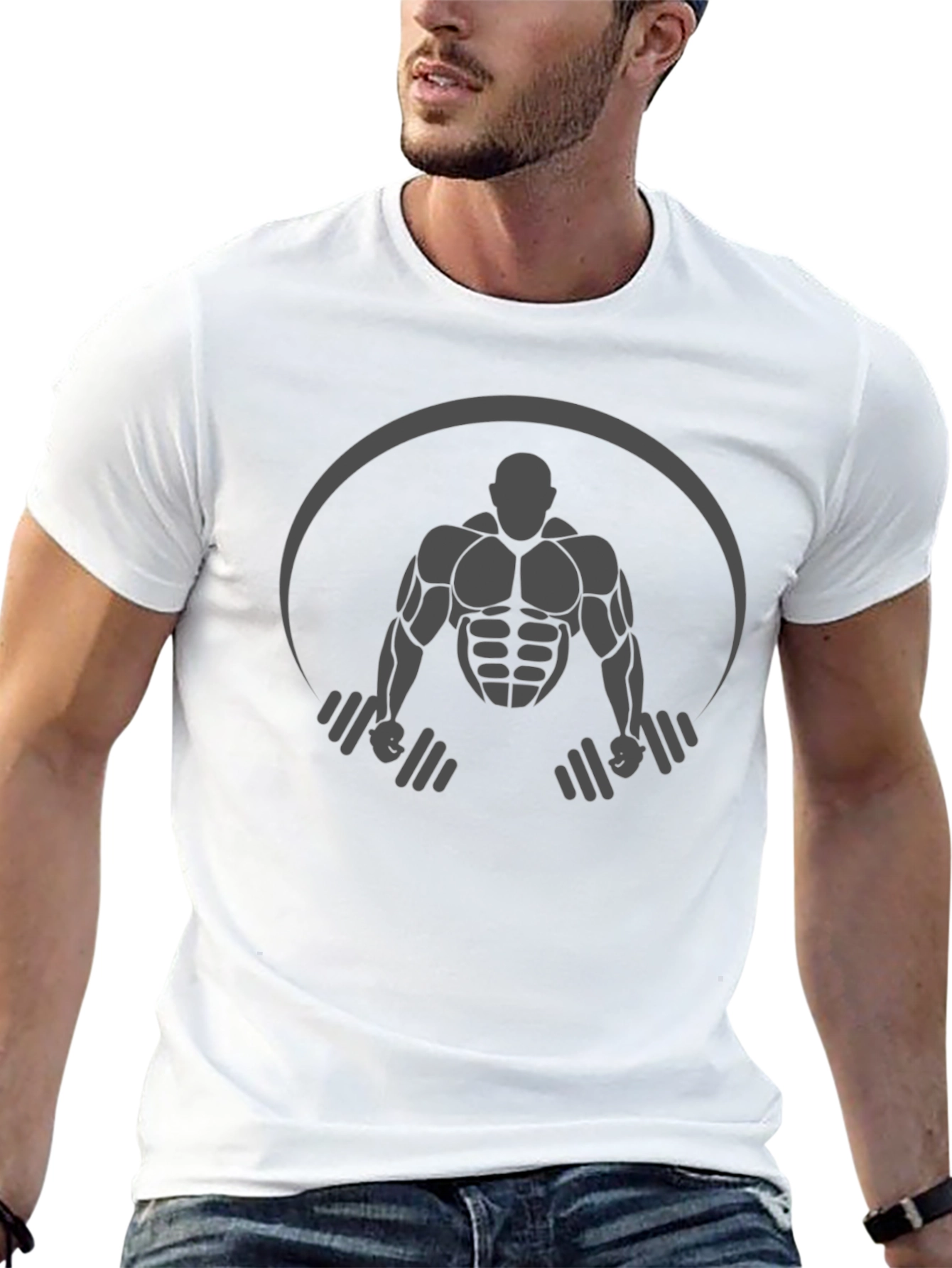Black Gym T-Shirt: Bodybuilder Design