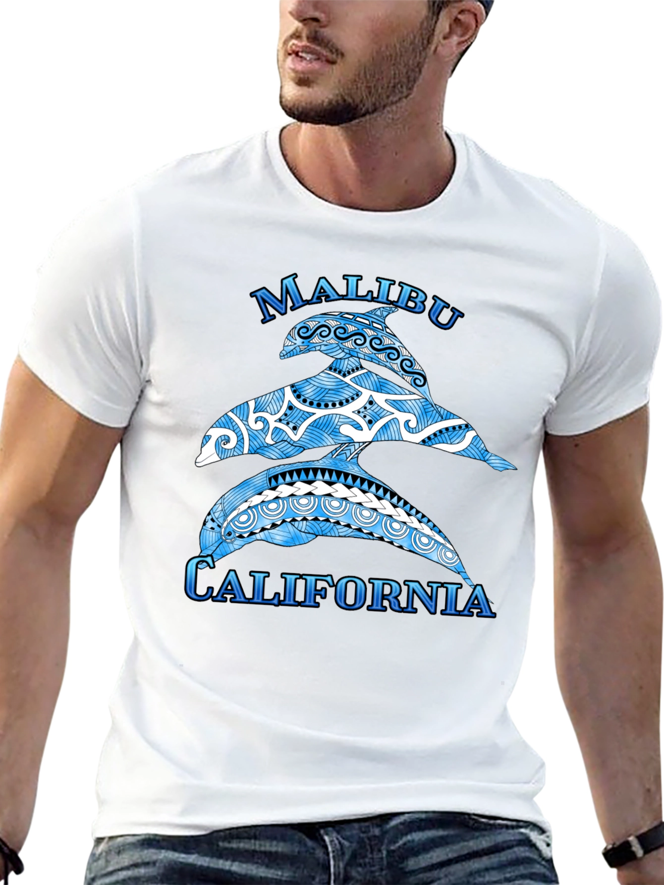Malibu California Dolphin Graphic T-Shirt