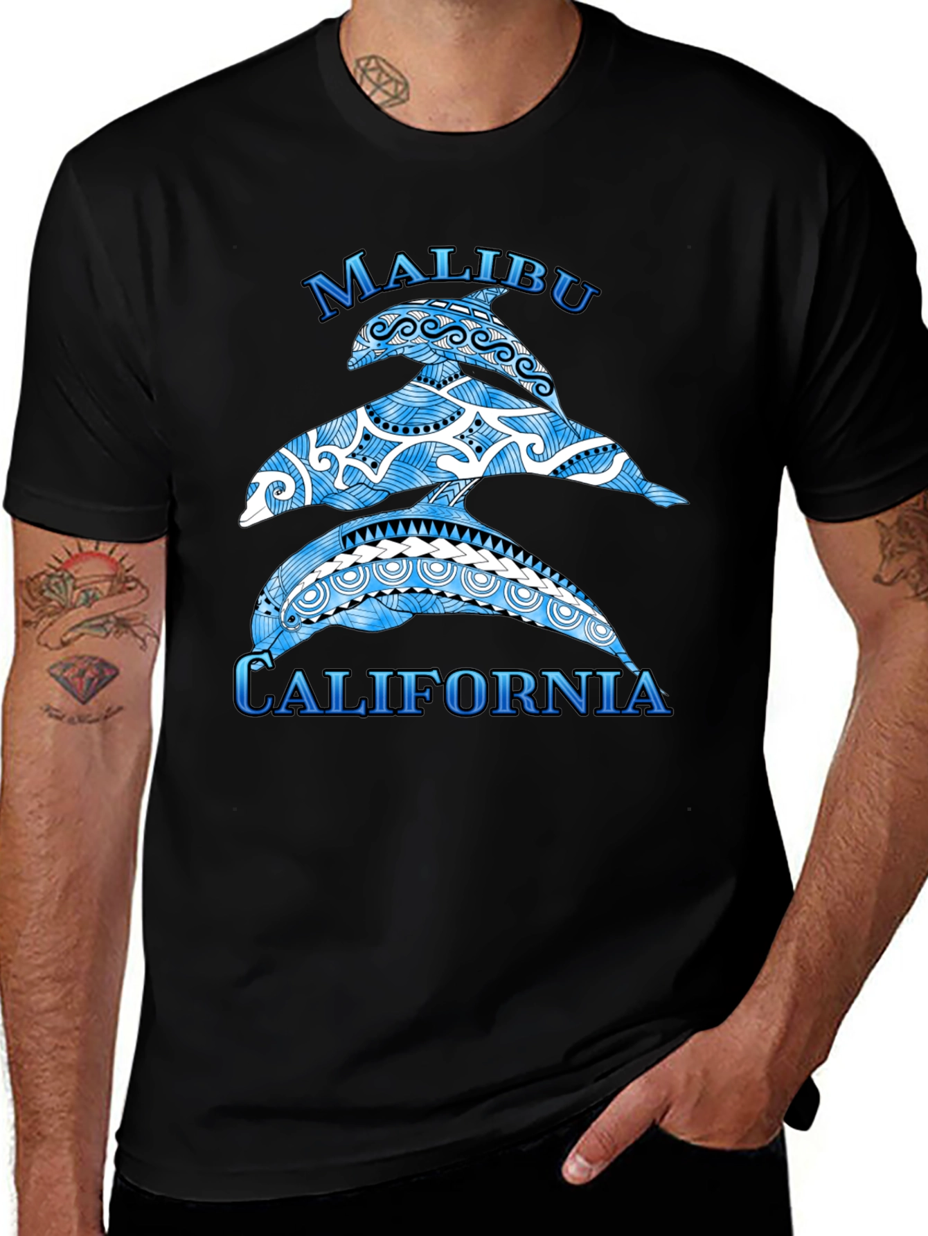 Malibu California Dolphin Graphic T-Shirt